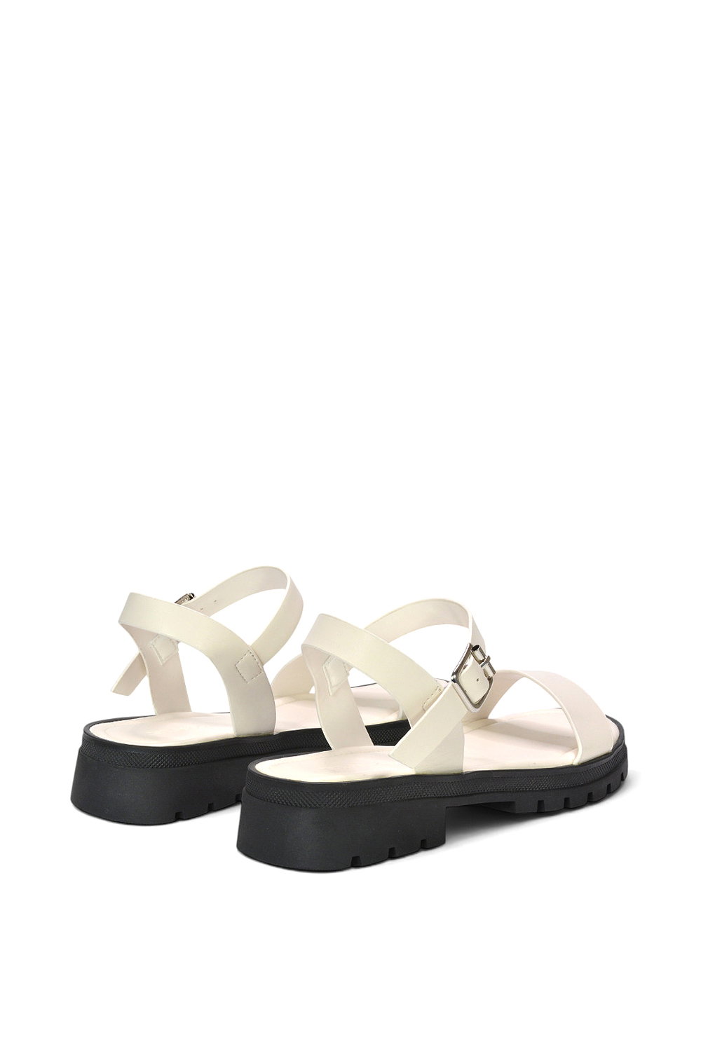 White 'Sorella' Low Heel Chunky Sandals With Ankle Strap, Image 4 of 5