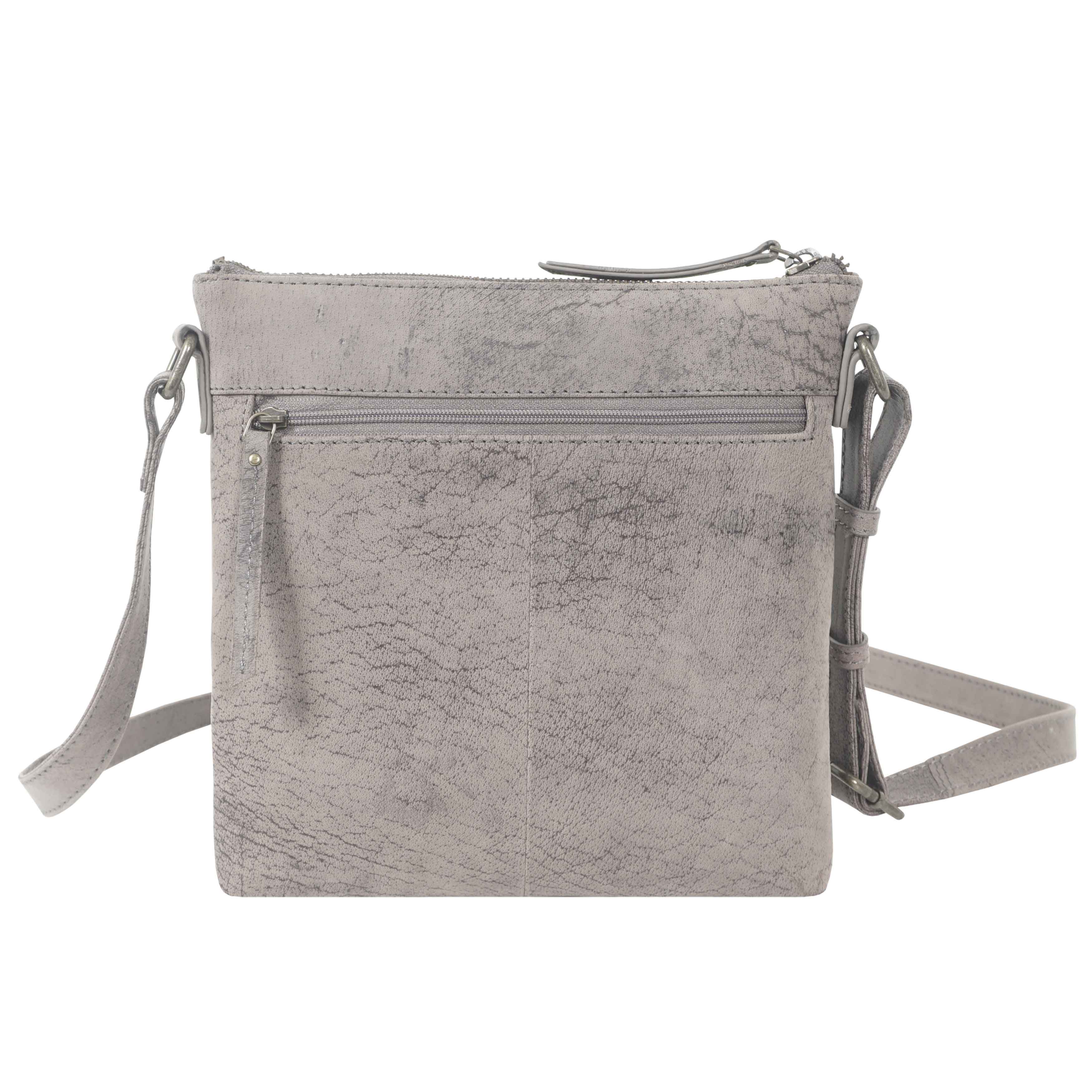 Light Grey 'RUE' Distressed Real Leather Crossbody Bag, Image 3 of 6