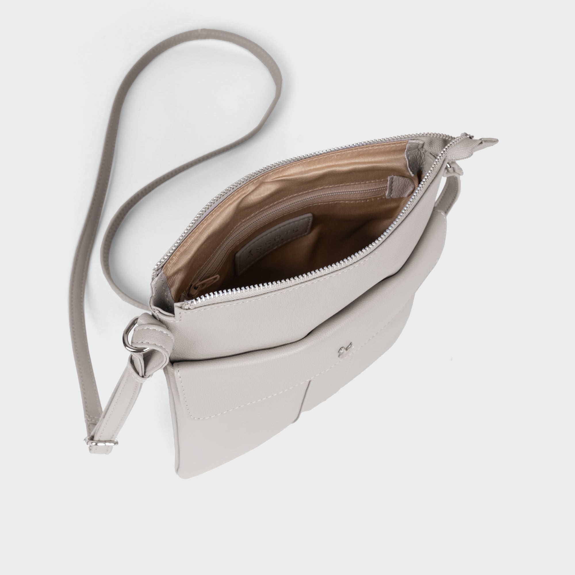Light Grey 'AMBA' Soft Nappa Full Grain Real Leather Crossbody Bag, Image 5 of 5