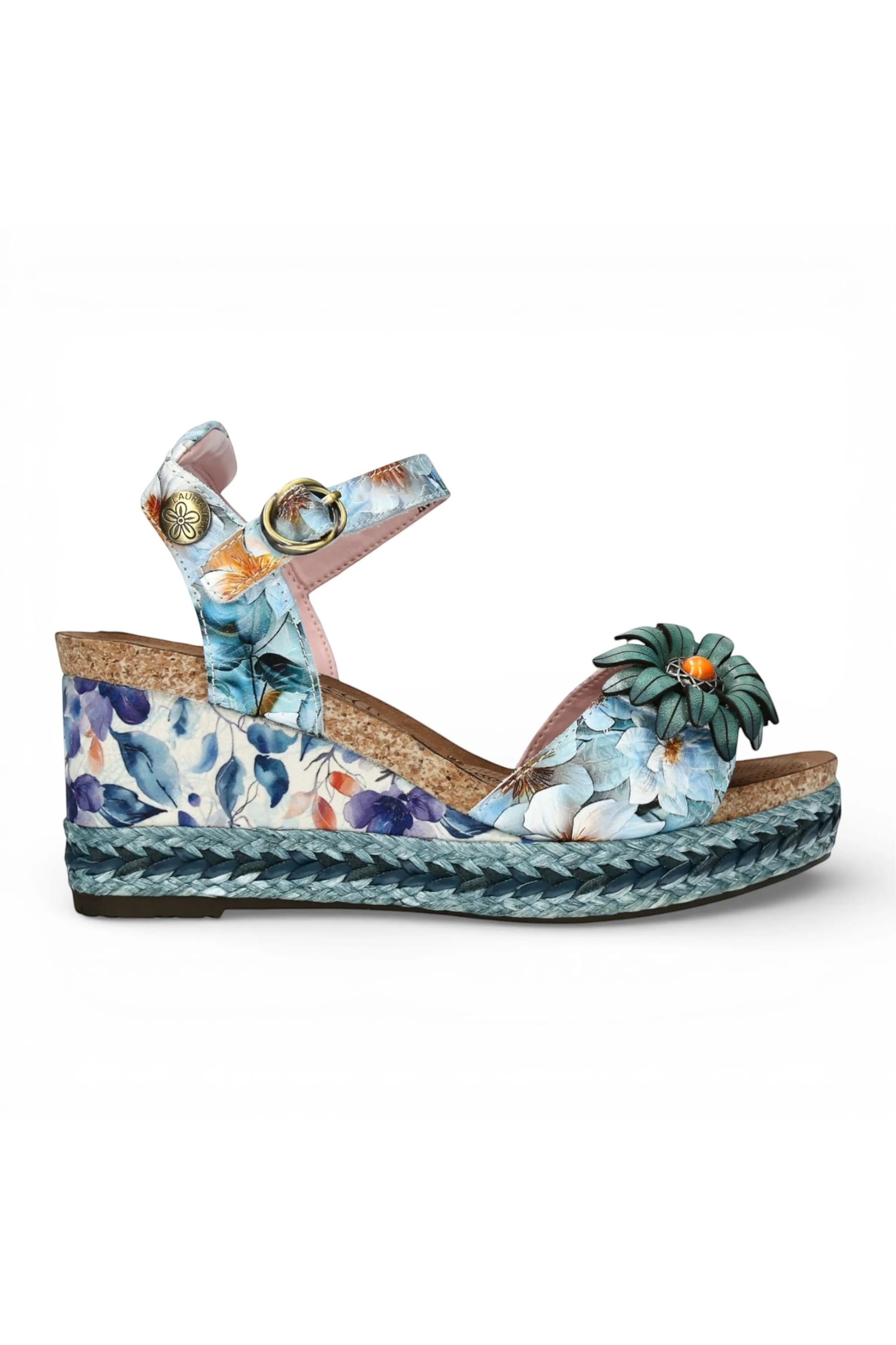 Blue Womens Durable Wedge Sandals-FACYO-75, Image 1 of 7