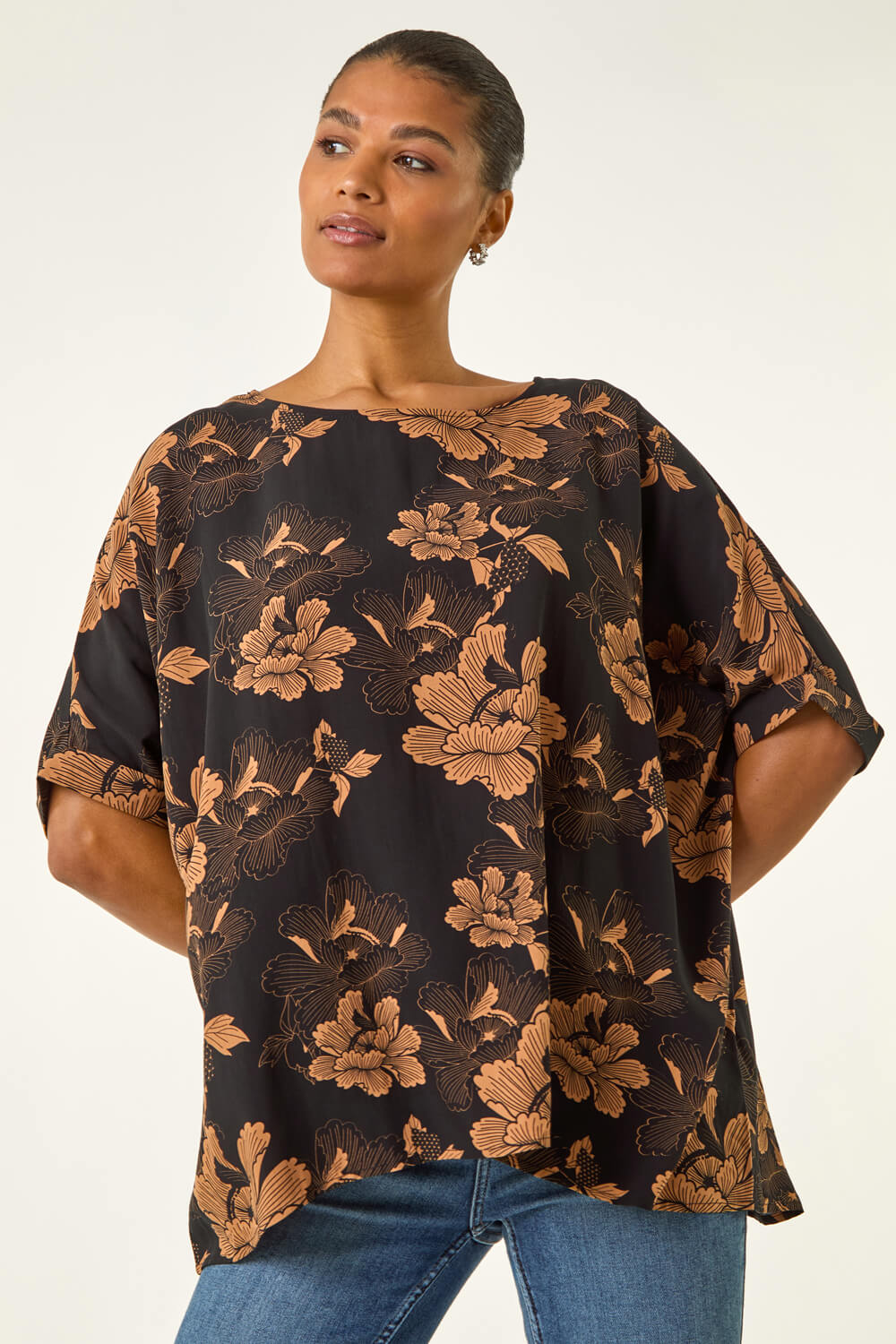 Amber Floral Buttoned Back Top, Image 3 of 5