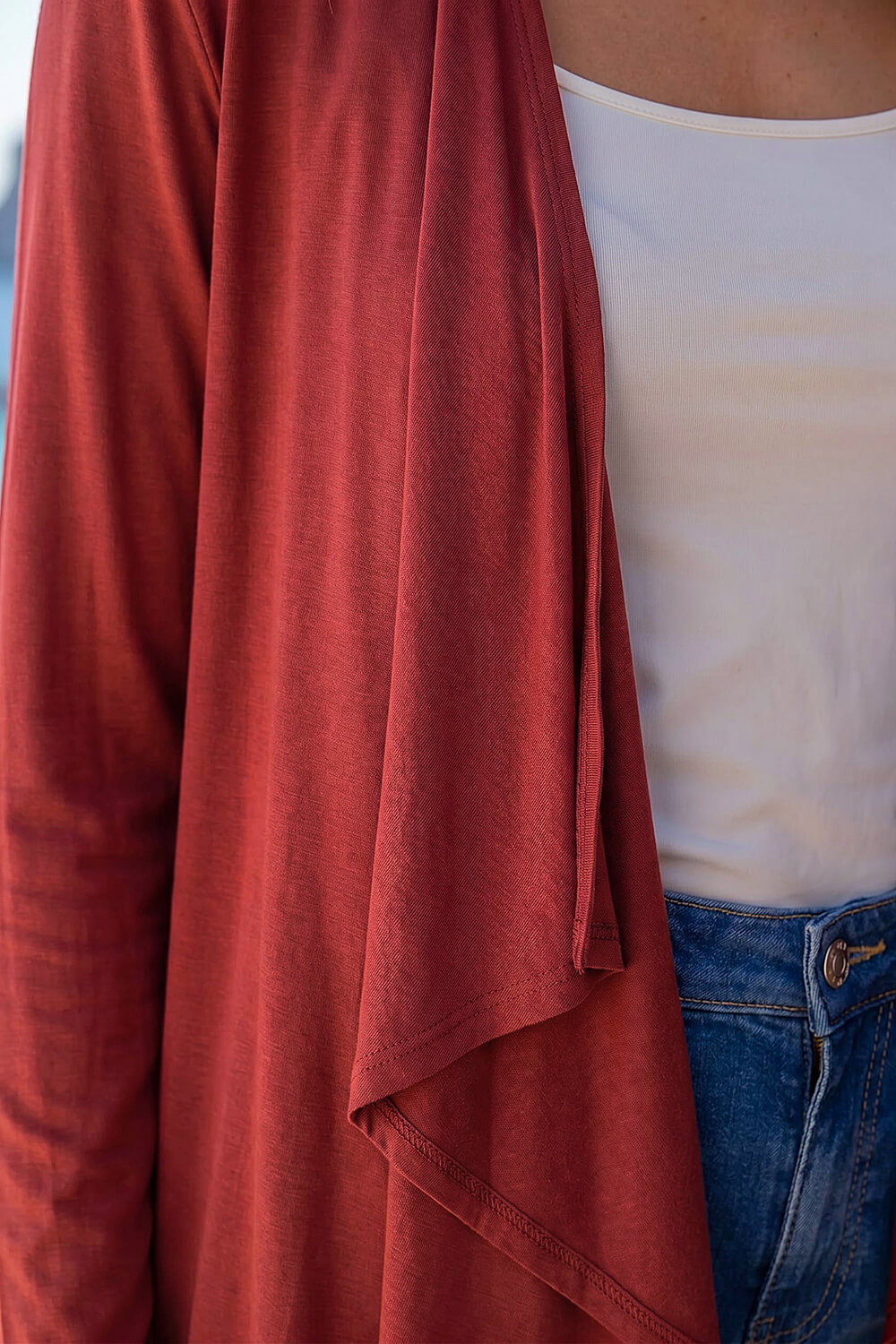Rust Waterfall Front Jersey Cardigan, Image 5 of 4