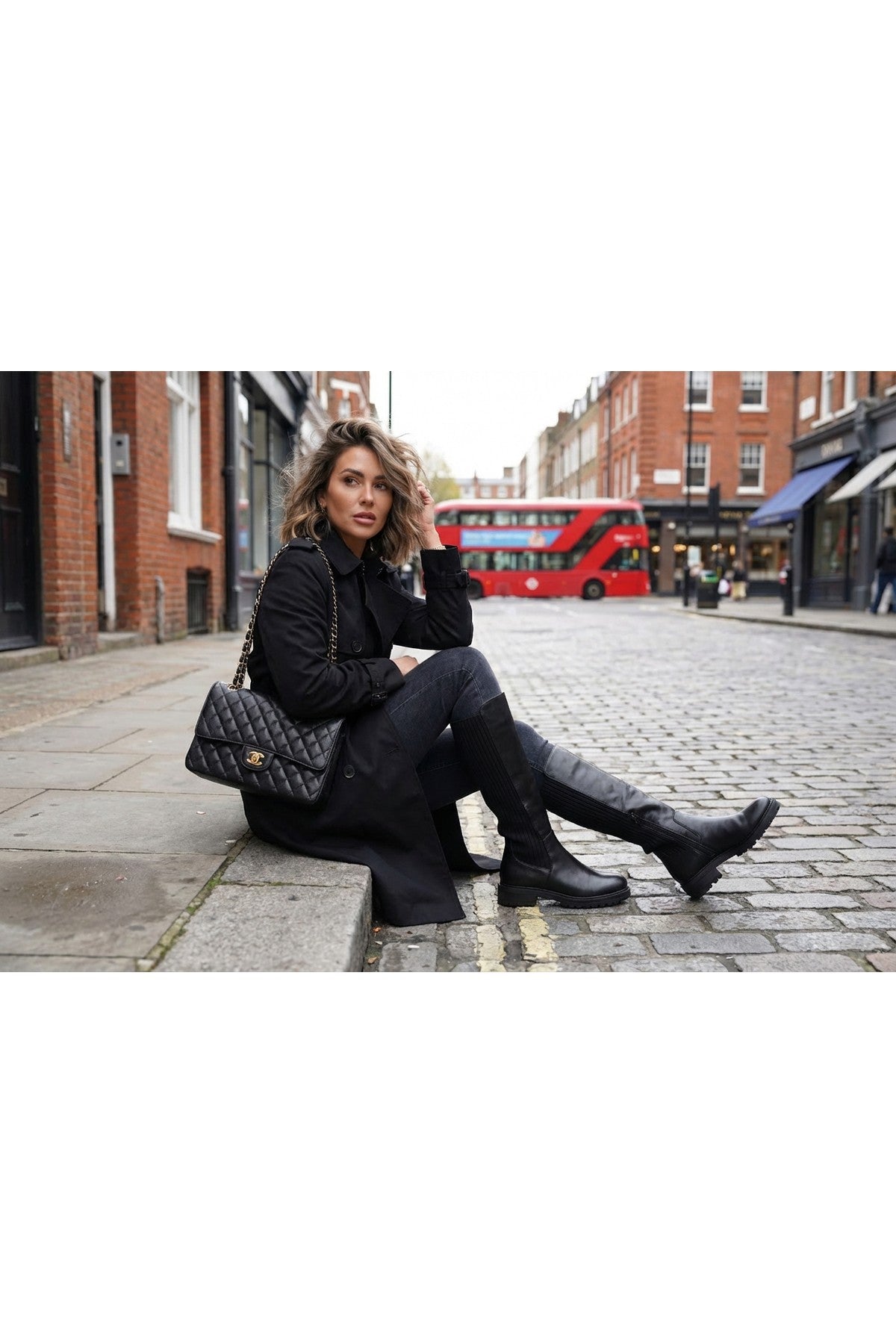 Black iKrush Black Aurelia Zip Up Knee High Boots, Image 6 of 8
