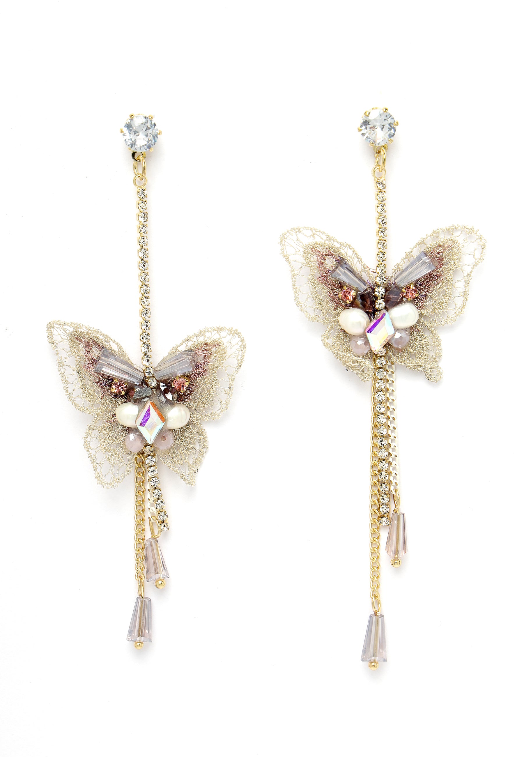 Metallic Gold-Coloured Chimes Butterfly Hanging Earrings