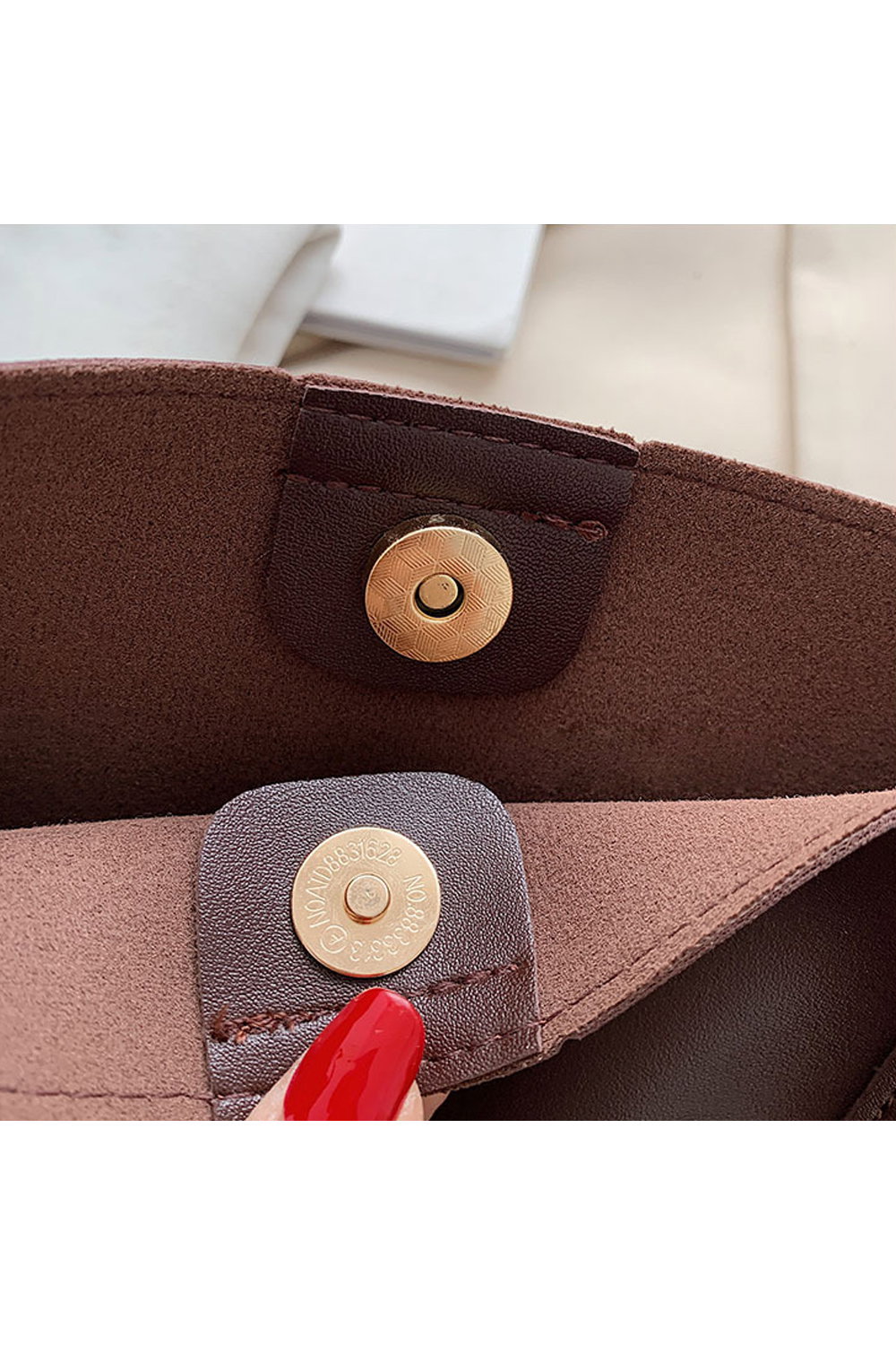 Brown 'Rhiannanon' Faux Leather Shoulder Tote Bag With Adjustable Strap, Image 7 of 7