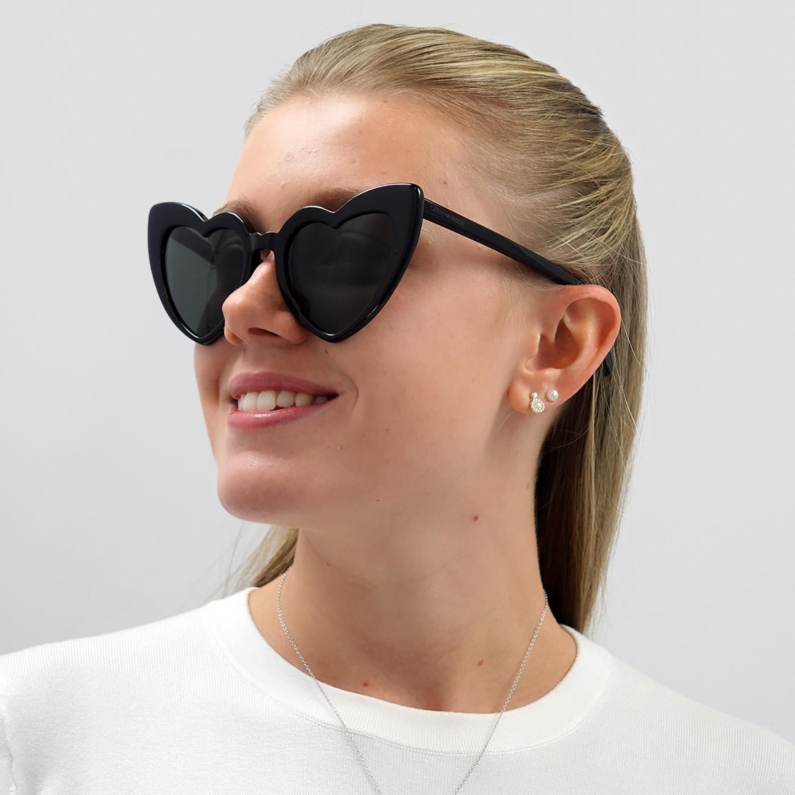 Black Saint Laurent Black Cat Eye Black Grey Sunglasses, Image 5 of 6