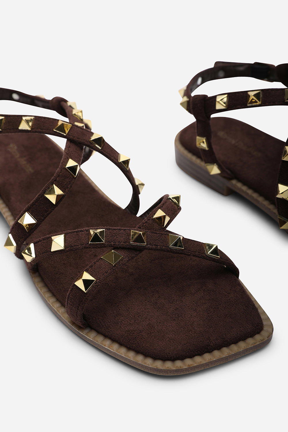 Dark Brown 'Montana' Gladiator Sandal With Stud Detail, Image 5 of 6