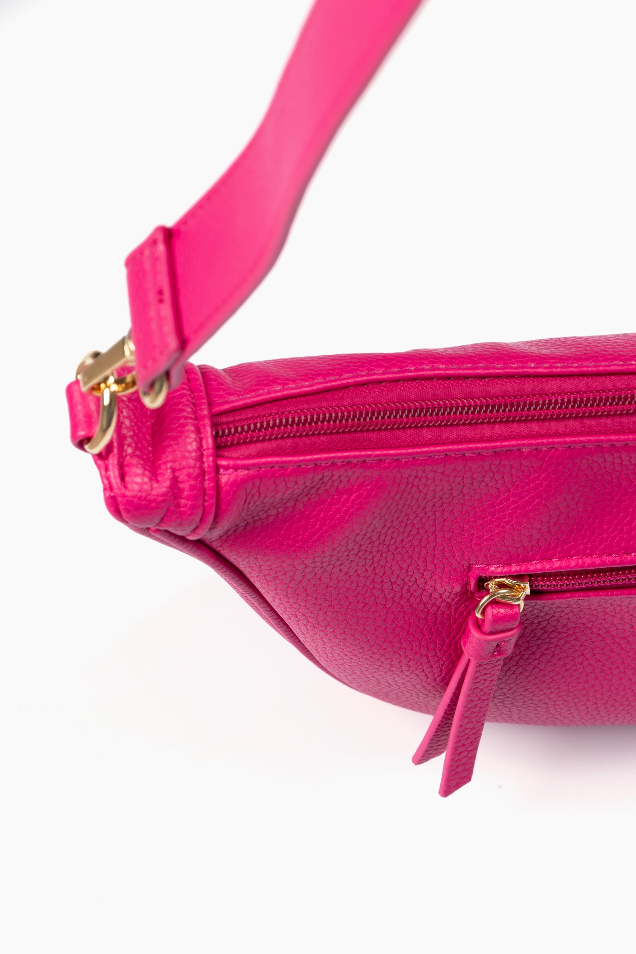 Pink Faux Leather Half Moon Crossbody Bag, Image 2 of 5