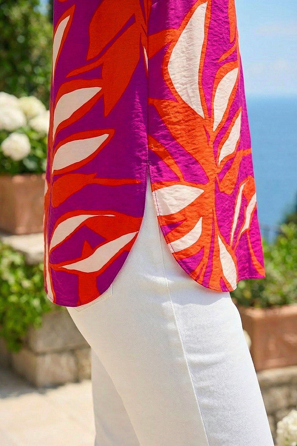 Cerise Floral Print Pleat Front Vest Top, Image 5 of 4