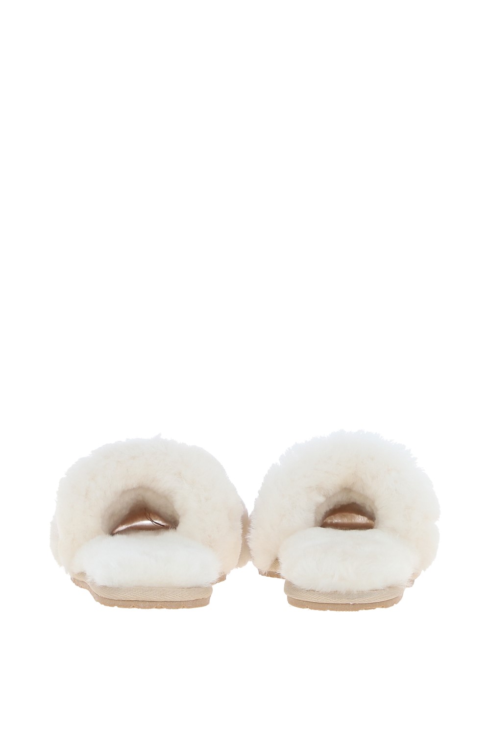 Tan Fenland England Tan 'Sophie' Sheepskin Fluffy Sliders with Suede Top, Image 4 of 4