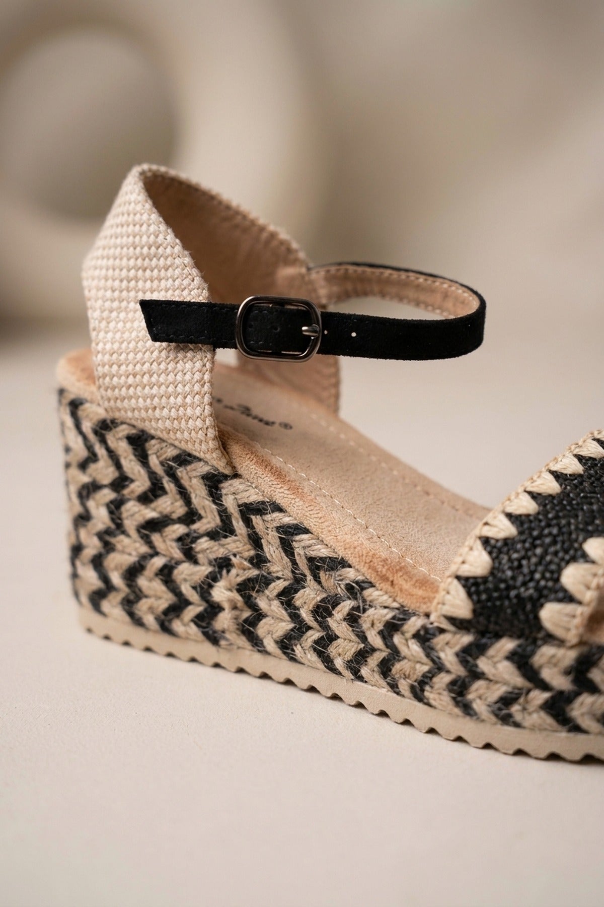 Black Cordelia Woven Espadrille Wedge Sandals, Image 3 of 5