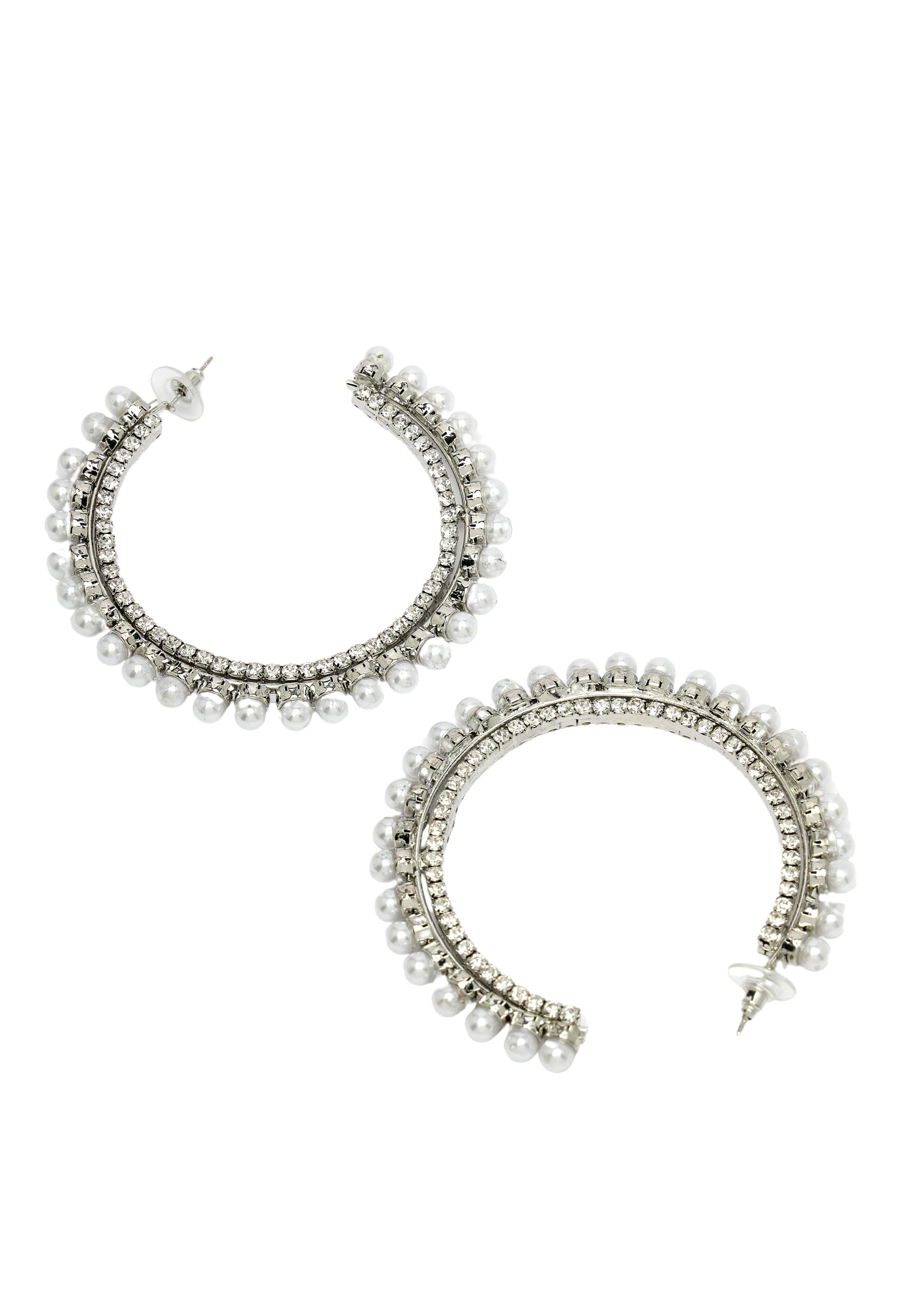 White Diva Collection C-Shaped Hoop Earrings, Image 3 of 5
