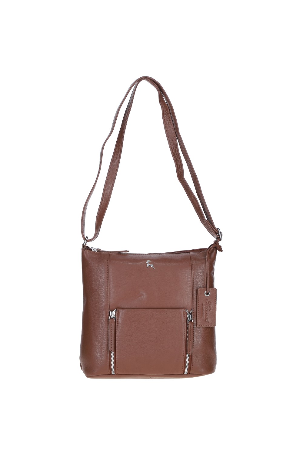 Brown 'Donegal' Practical Real Leather Shoulder Bag, Image 2 of 5