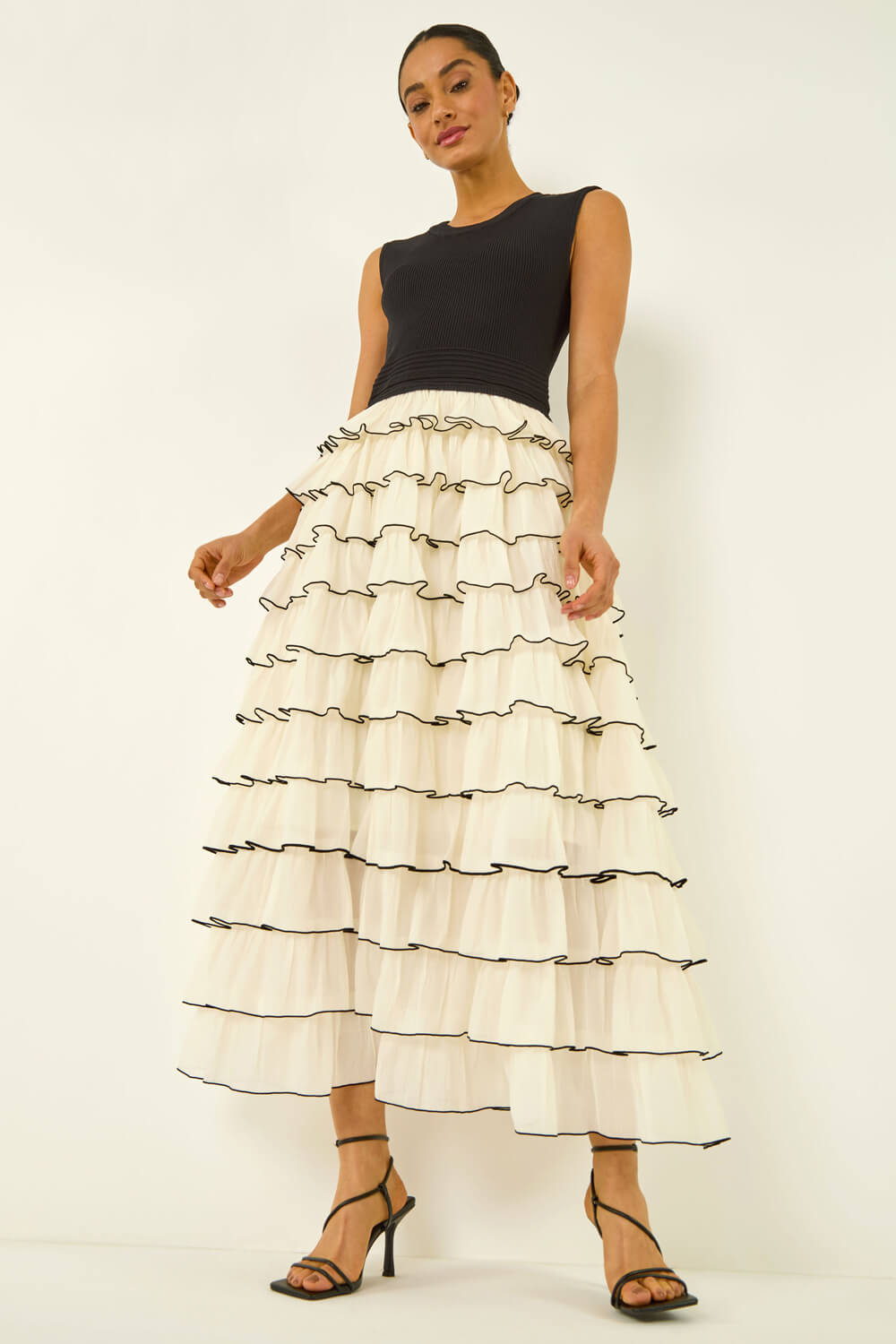 Black Dusk Ruffle Knit Maxi Dress, Image 5 of 7