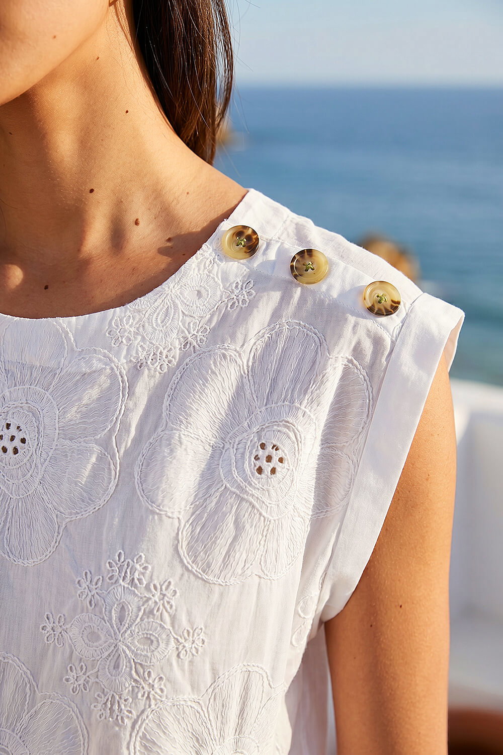 Ivory  Floral Embroidered Top, Image 5 of 4