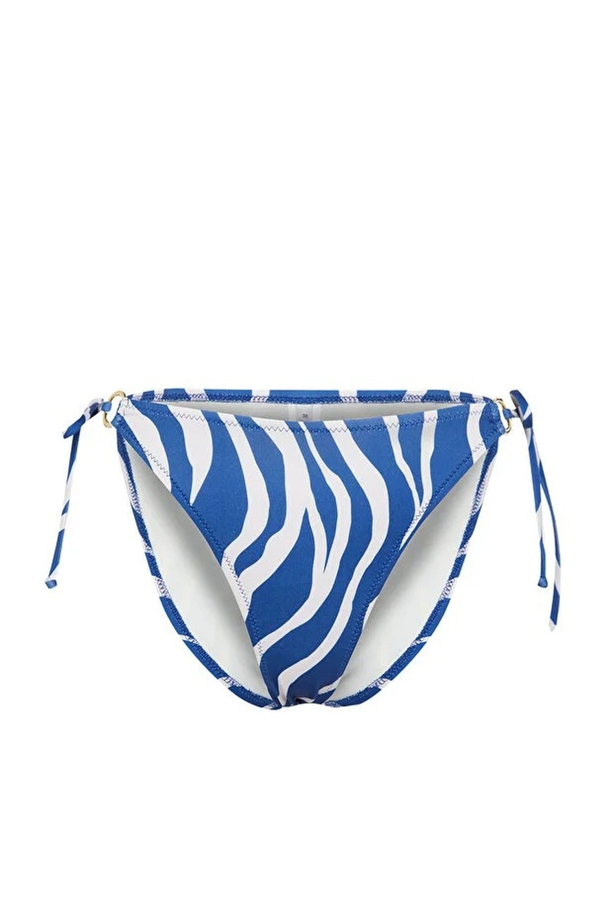 Multi Zebra Print Hardware Detail Tie Side Bikini Bottom with Adjustable Fit, Image 2 of 4