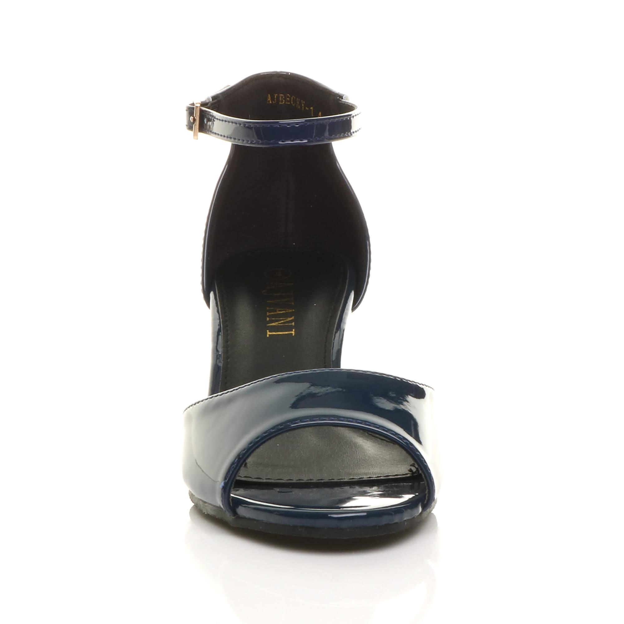 Navy Blue AJVANI Navy Blue Mid Wedge Heel Ankle Strap Sandals, Image 5 of 5