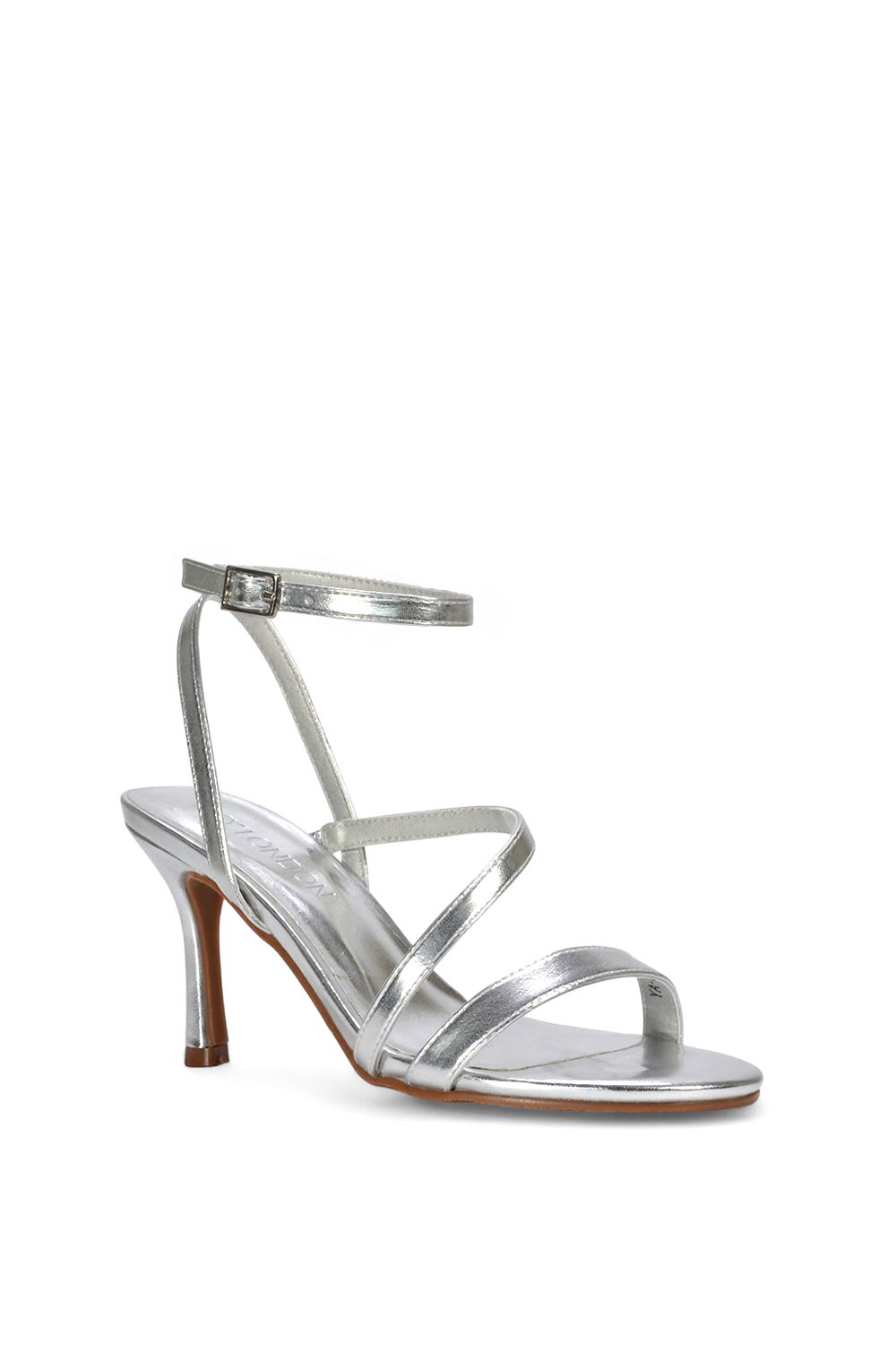 Silver XY LONDON Silver 'Sherry'' Strappy Barely There Stilettos Heel Shoes, Image 2 of 5