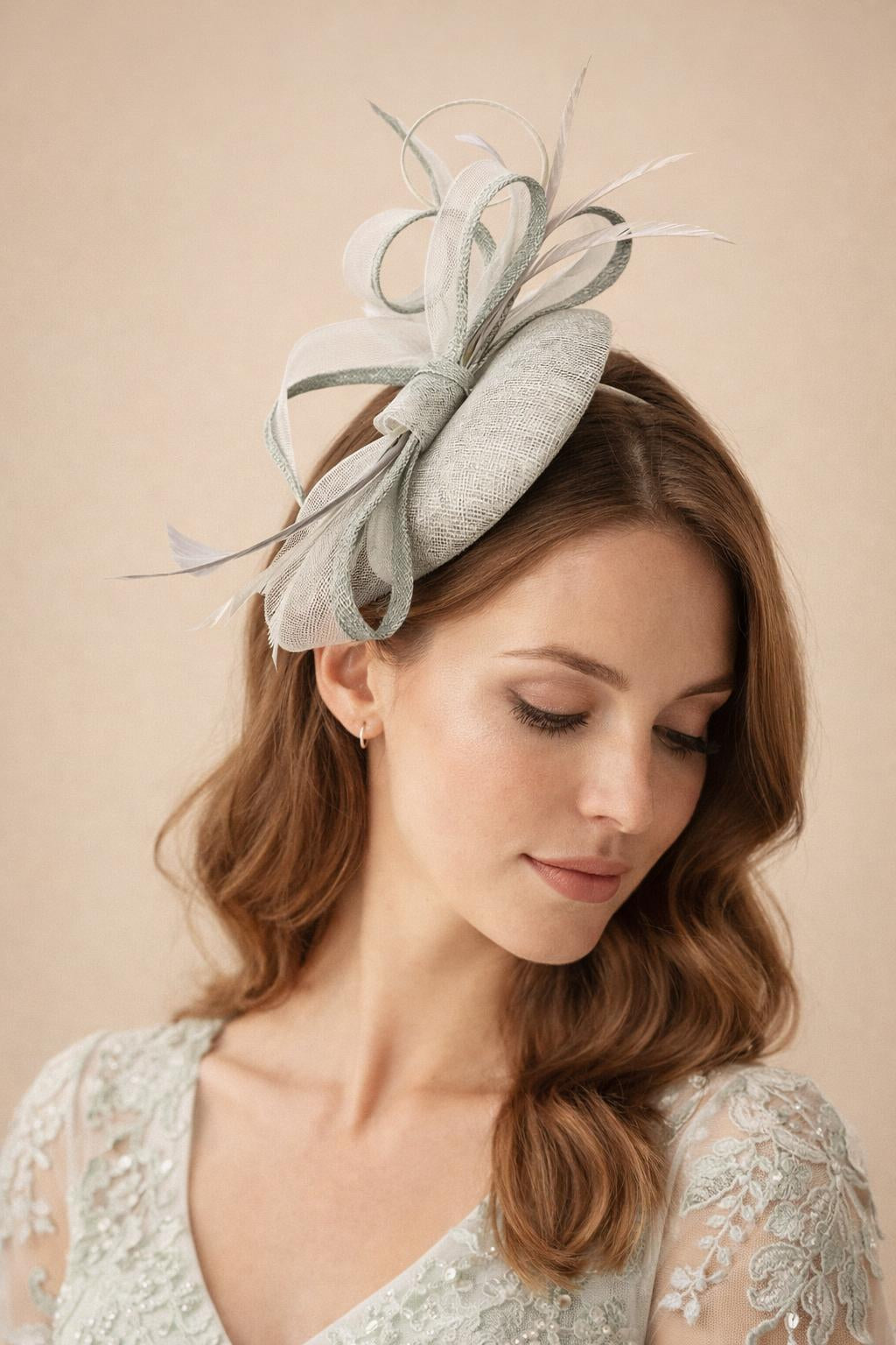 Pink Round Fascinator With Bow & Feathers