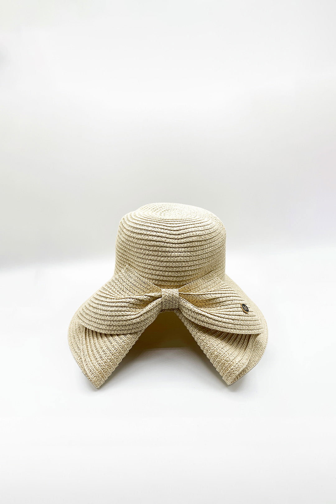 Beige Bow Foldable Summer Hat, Image 1 of 4