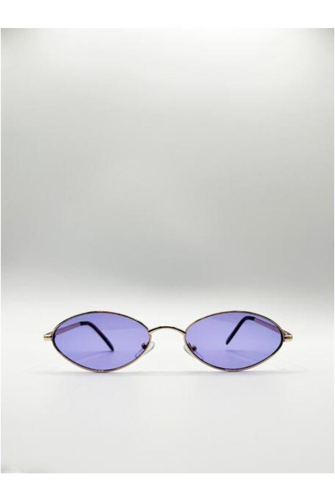 Purple Metal Oval Frame Sunglasses With Lilac Lenses