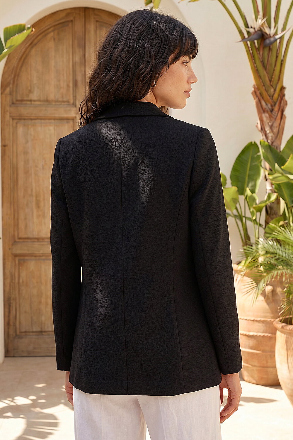 Black Textured Pocket Stretch Jacket, Image 4 of 4