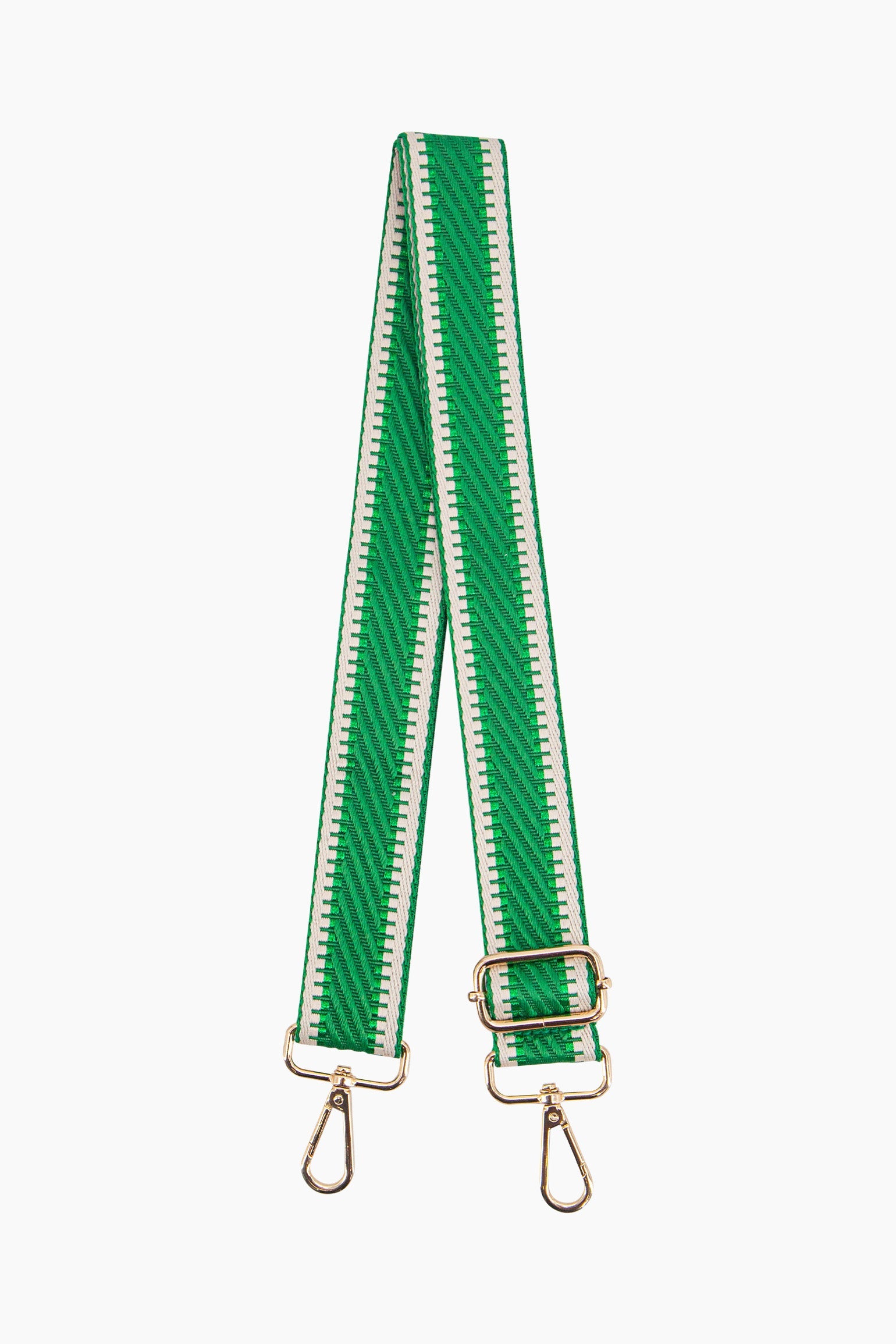 Green Stripe Trim Woven Bag Strap, Image 1 of 4