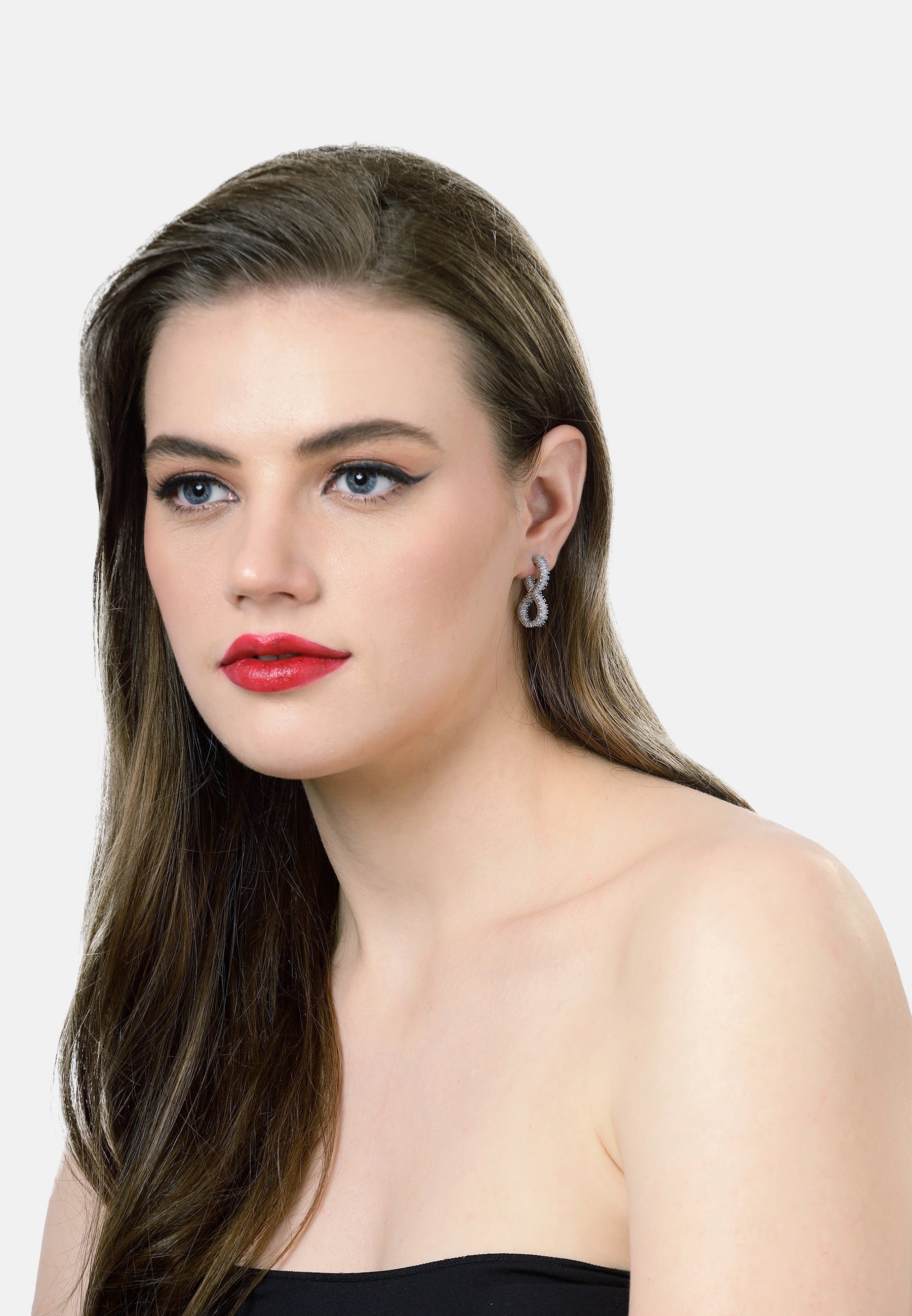 Silver Lustrous Bow Stud Earrings, Image 4 of 5