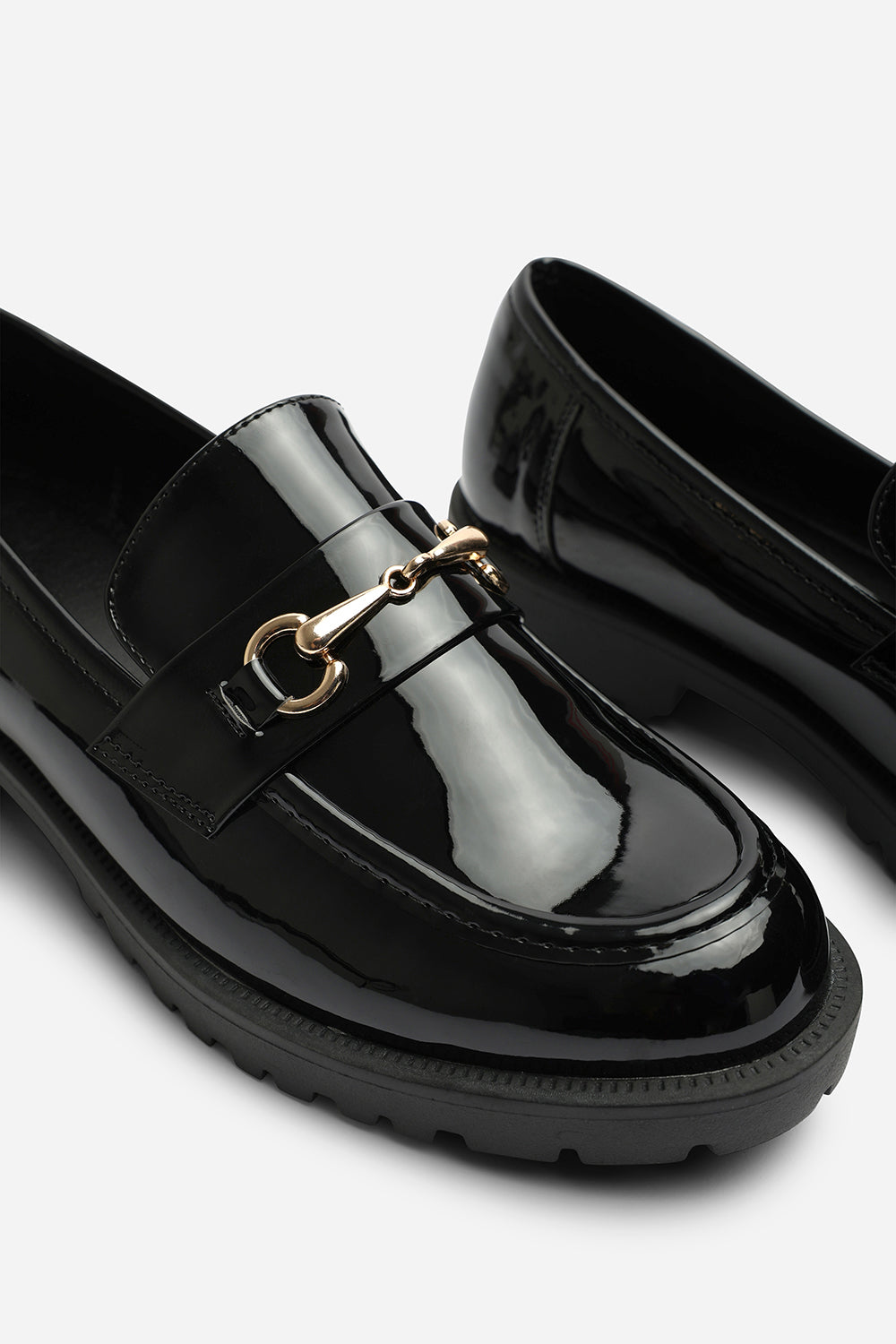 Black Aadhya Black Chunky Snaffle Trim Detail Loafers, Image 5 of 6