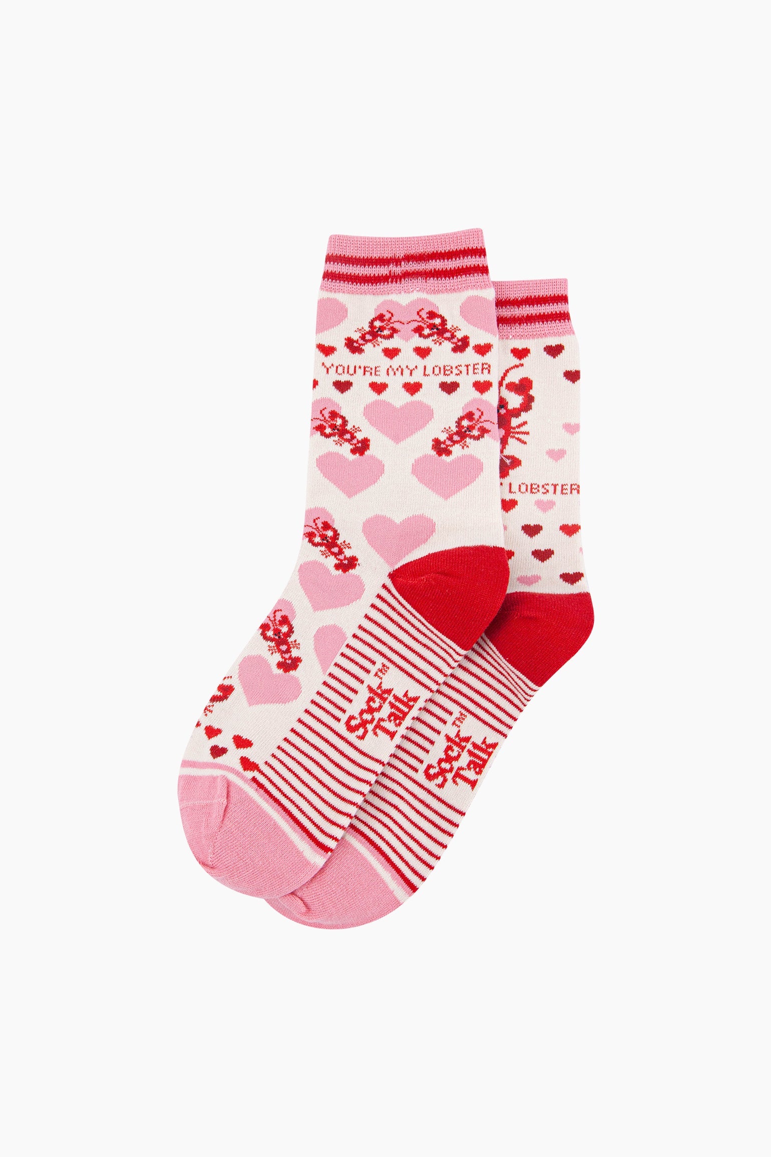 Light Pink You're My Lobster Combed Cotton Odd Socks, Image 3 of 4