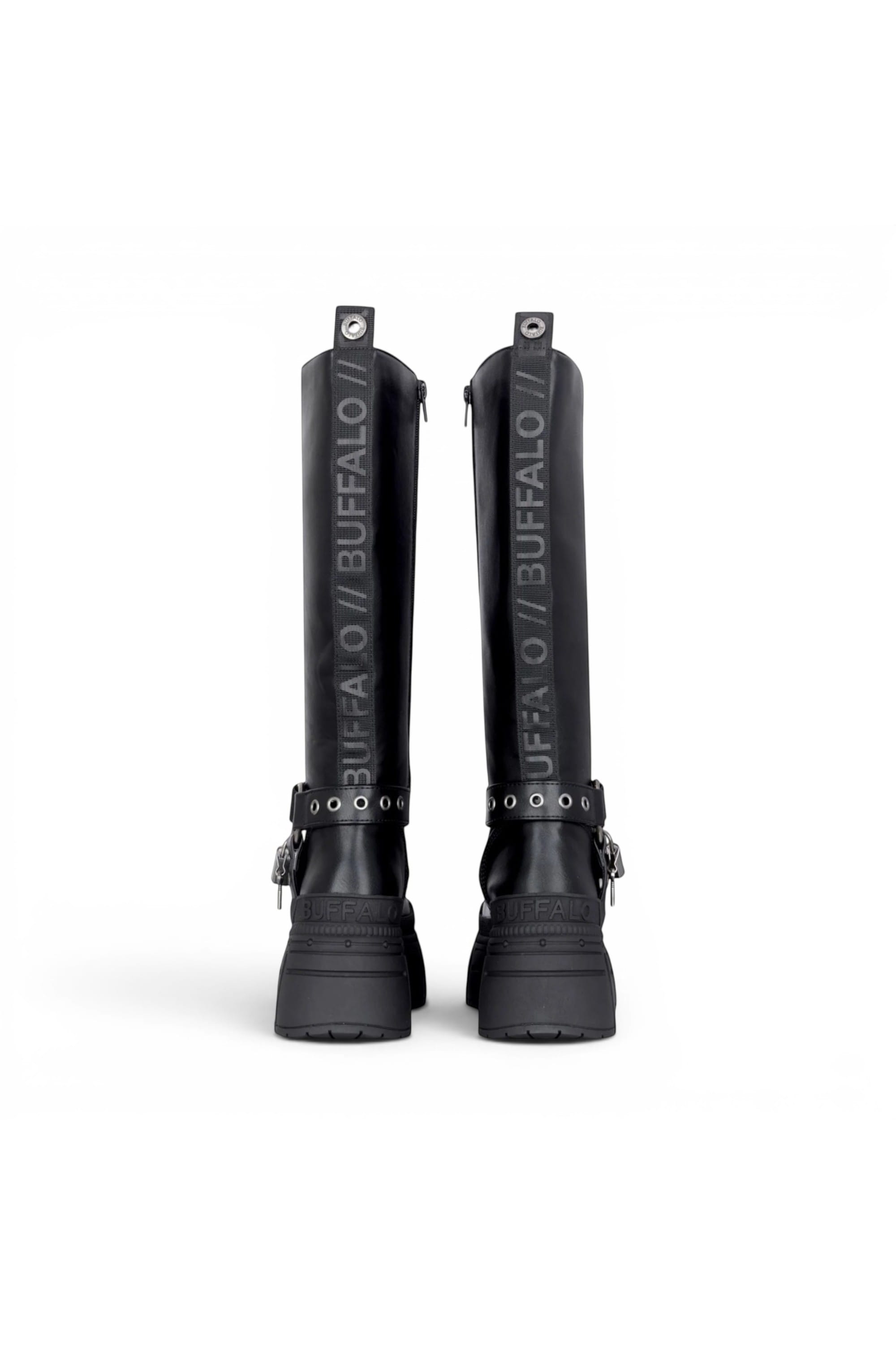 Black Womens High Goth Biker Boots -Gospher Hi, Image 6 of 7