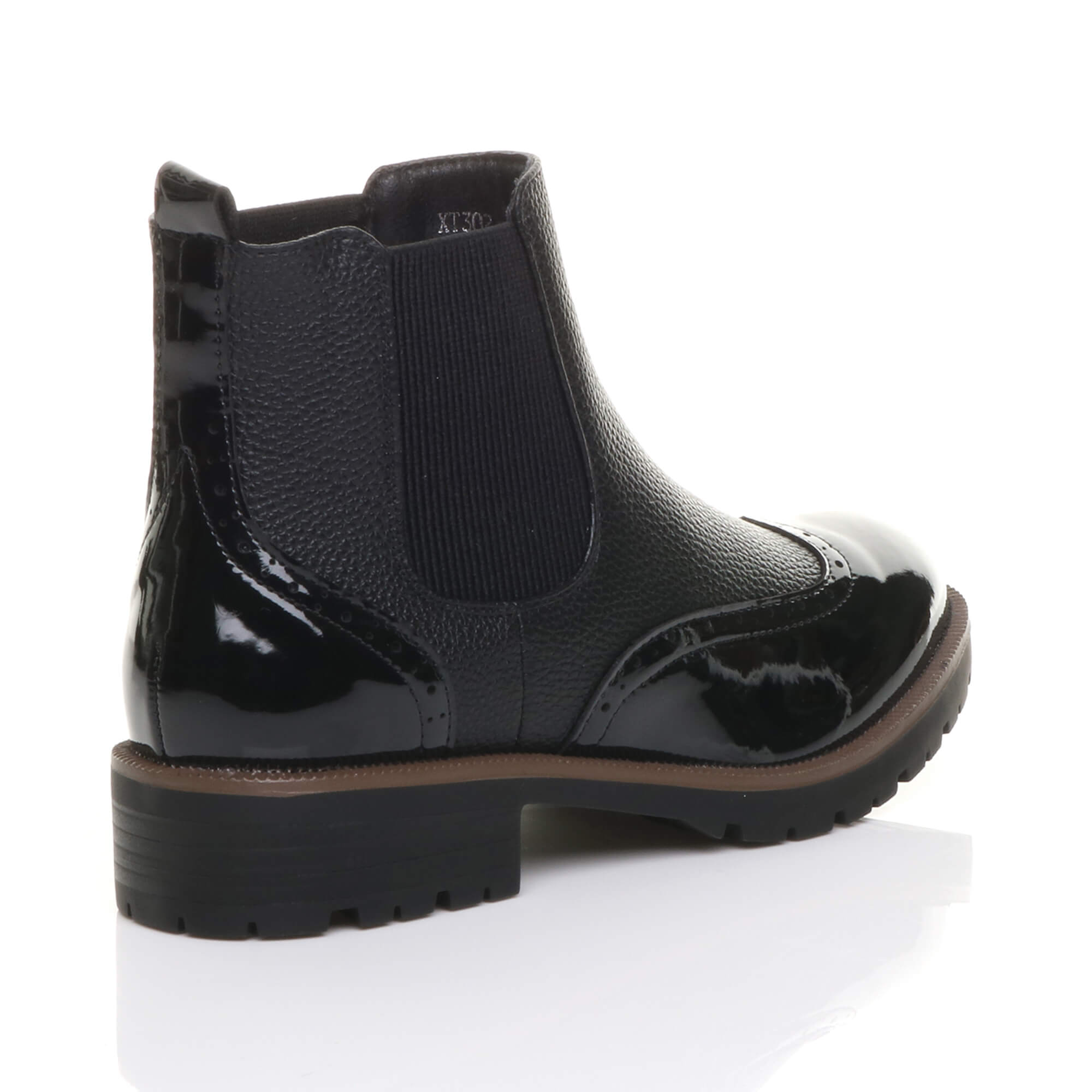Black AJVANI Black Slip On Brogue Chelsea Ankle Boots, Image 4 of 6