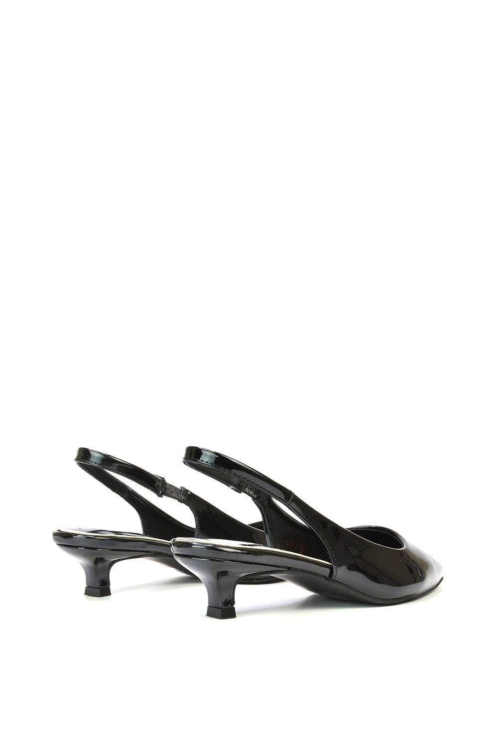 Black XY LONDON Black 'Jenny' Pointed Toe Low Kitten Heel Slingback Pumps, Image 5 of 5