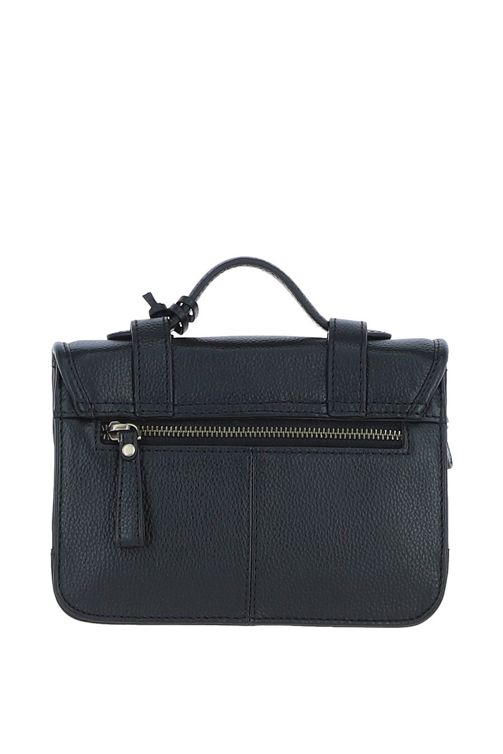 Black Stylish Real Leather Medium Satchel Bag, Image 3 of 4