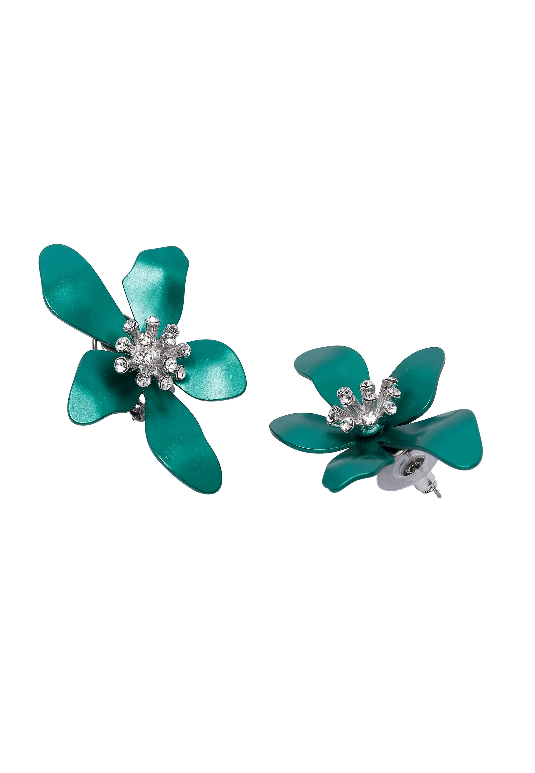 Green AVANT-GARDE PARIS Green Floral Stud Earrings, Image 3 of 5