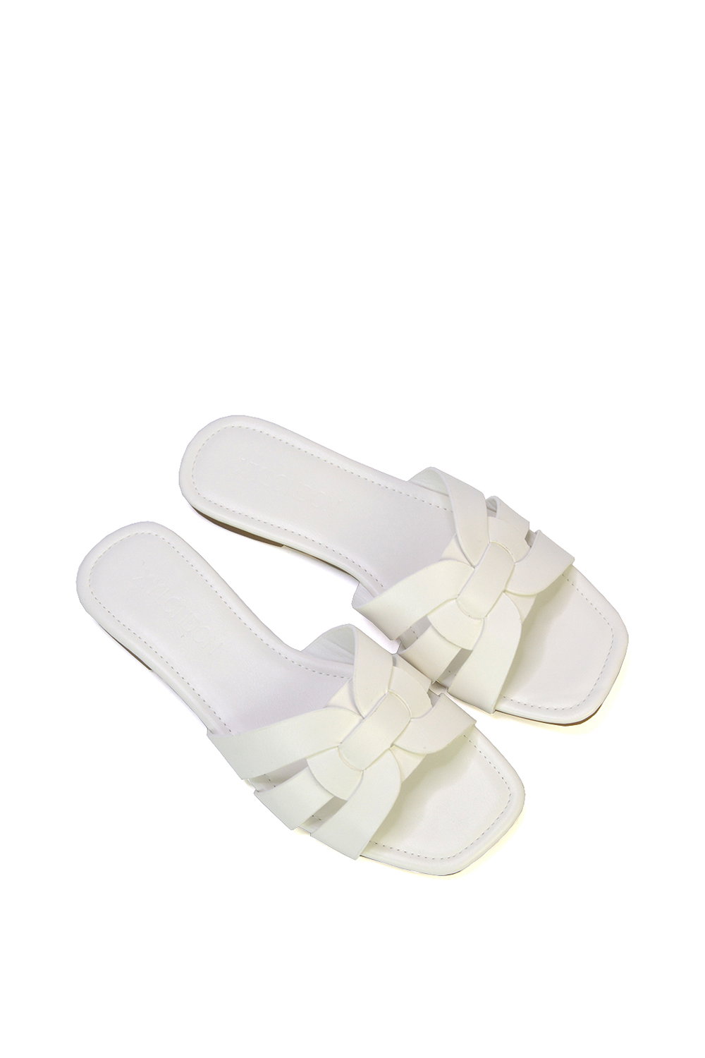 White XY LONDON White 'Luci' Strappy Slider Sandals With Square Toe, Image 4 of 5