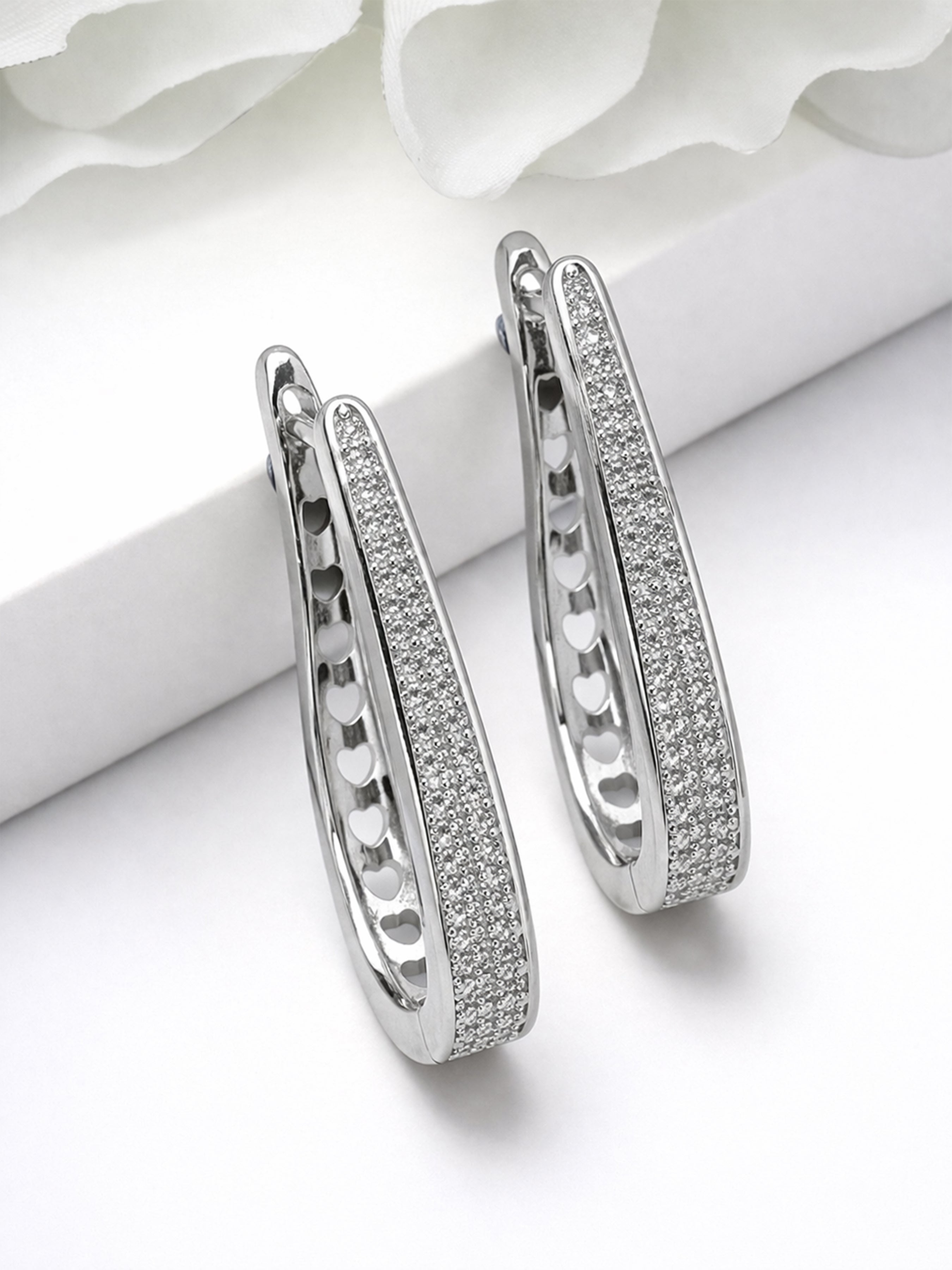 Silver AVANT-GARDE PARIS Silver Slim Pavé Hoop Earrings, Image 3 of 3
