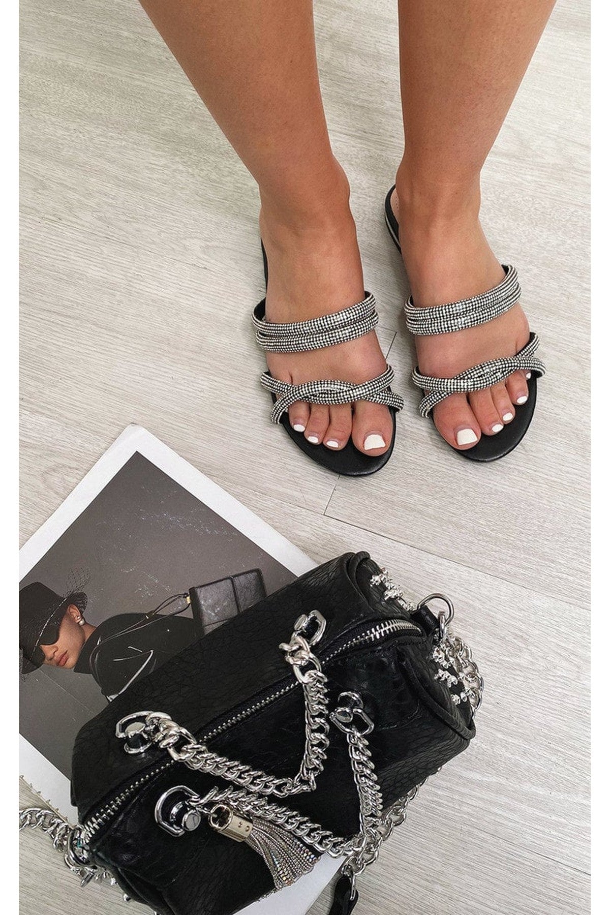 Silver iKrush Silver Azaria Slip On Sandals, Image 4 of 4