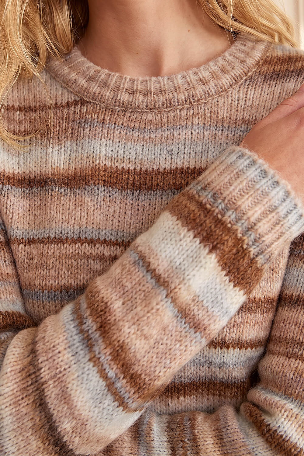Neutral Spacedye Crew Sweater, Image 5 of 4