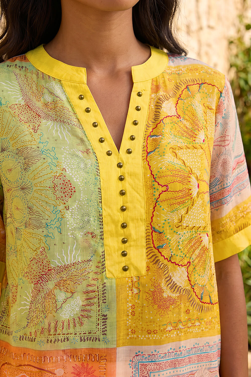 Yellow Patchwork Print Top, Image 5 of 4