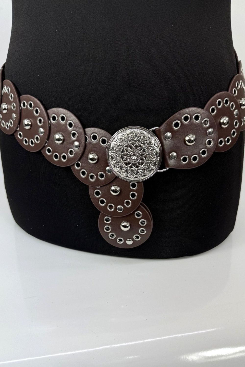 Brown Wide Eyelet Disc Belt, Image 1 of 2