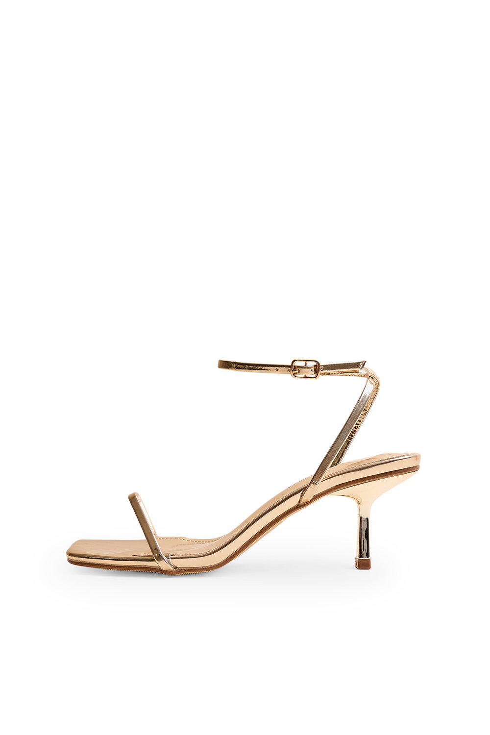 Metallic Natalya Gold Square Toe Stiletto Mid Heels