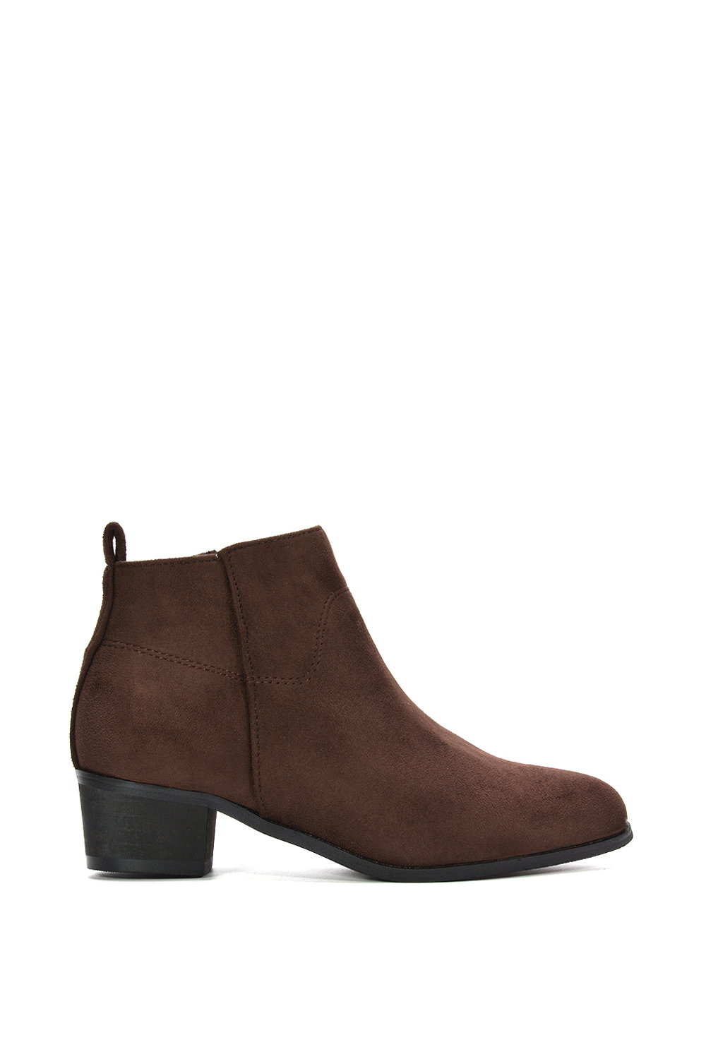 Brown 'Melodie' Zip Up Cowboy Ankle Boots With Low Block Heel