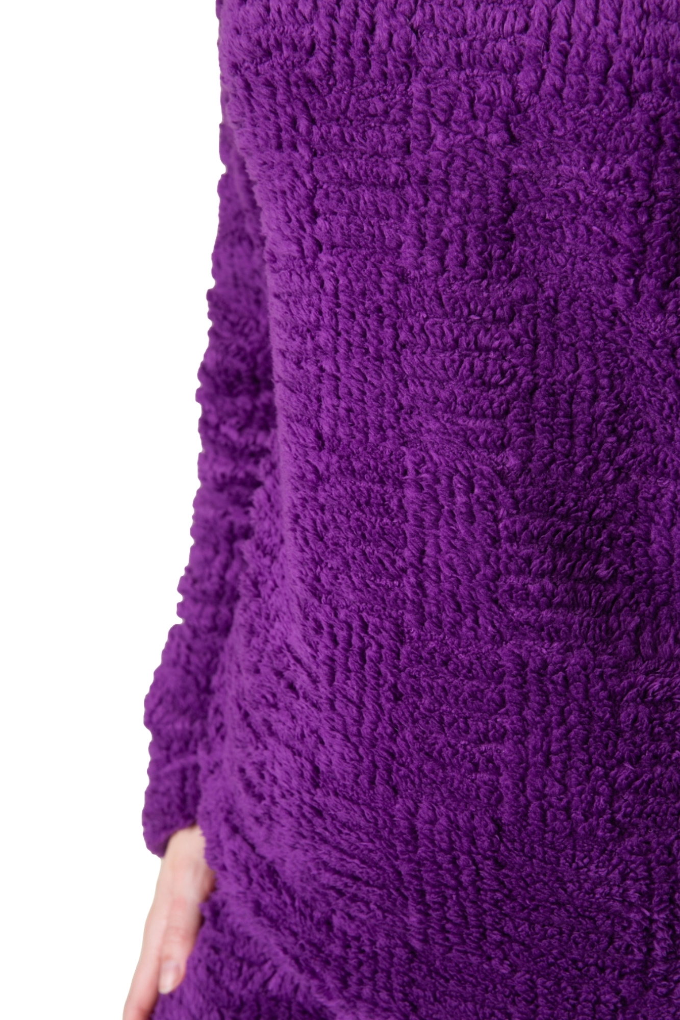 Purple Camille Lingerie Purple Supersoft Textured Woven Pattern Fleece Pyjamas, Image 3 of 5