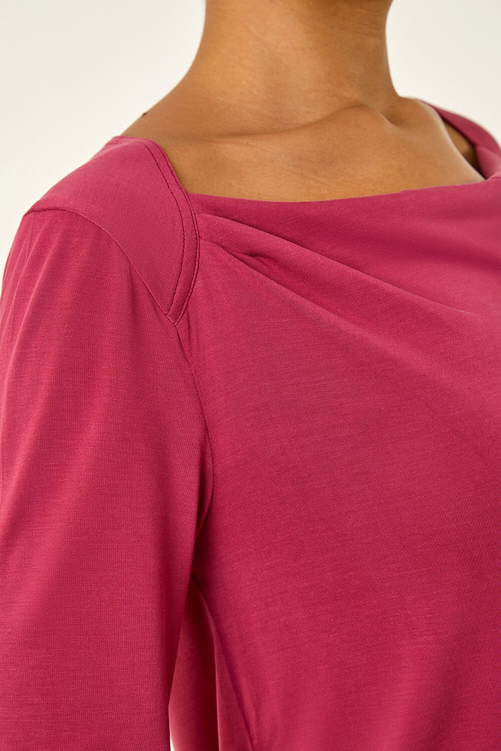Burgundy Cowl Neck Premium Stretch Top, Image 6 of 5