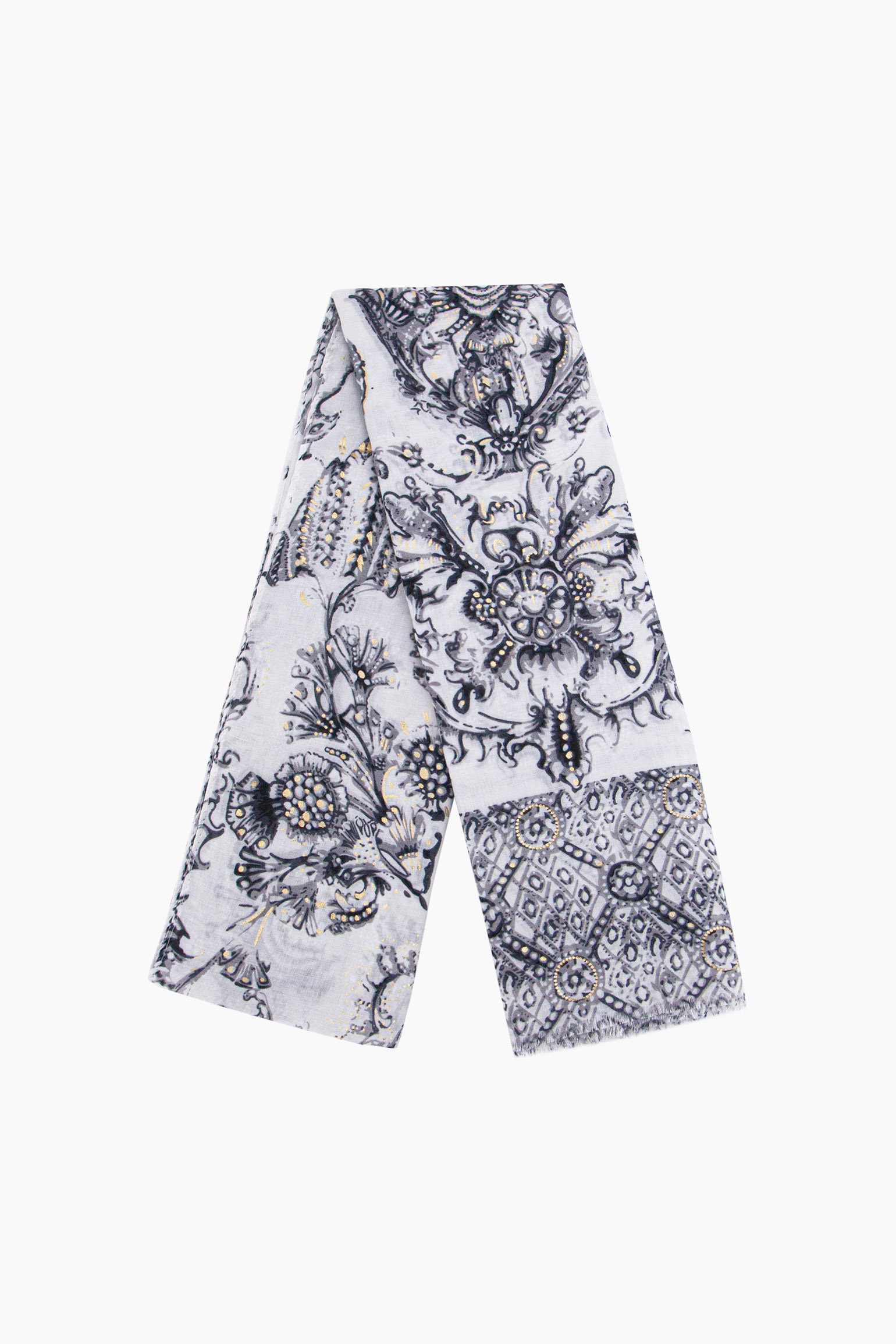 Black Vintage Floral Lightweight Scarf, Image 4 of 4