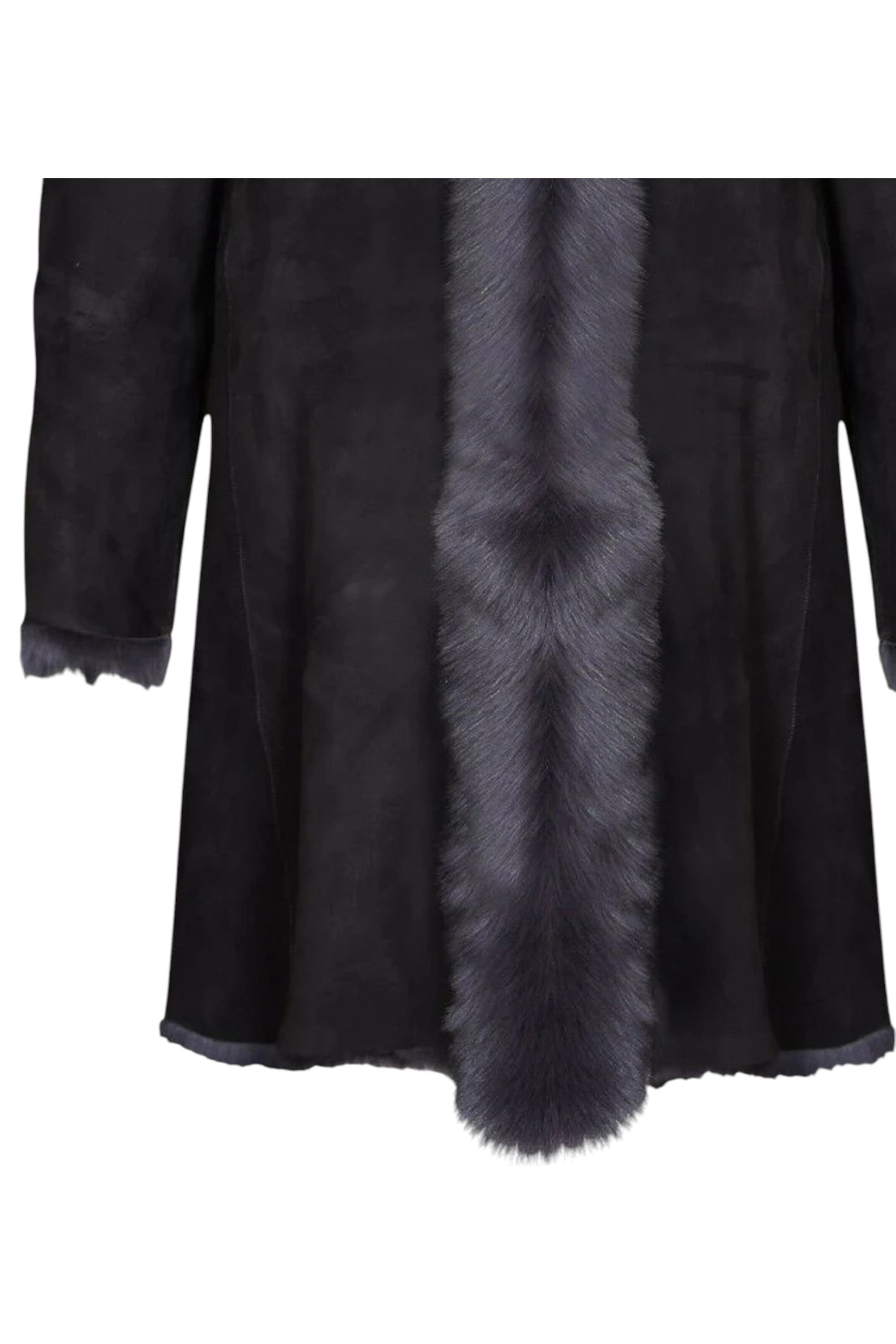 Dark Grey Toscana Sheep Suede Leather Trench Coat, Image 7 of 7