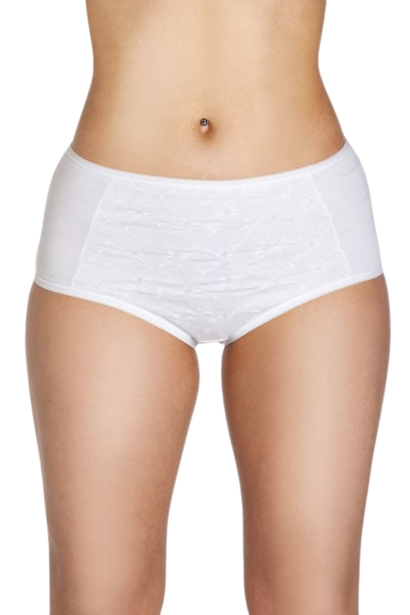 White Camille Lingerie White 2 Pack Floral Full Briefs, Image 1 of 5
