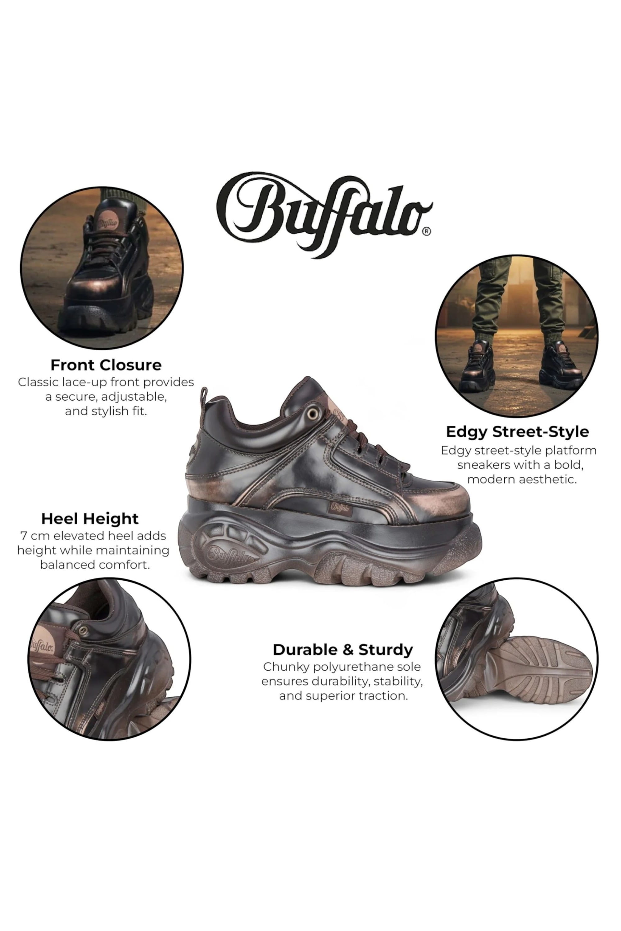 Brown Womens Chunky Platform Trainers -1339-14, Image 3 of 6