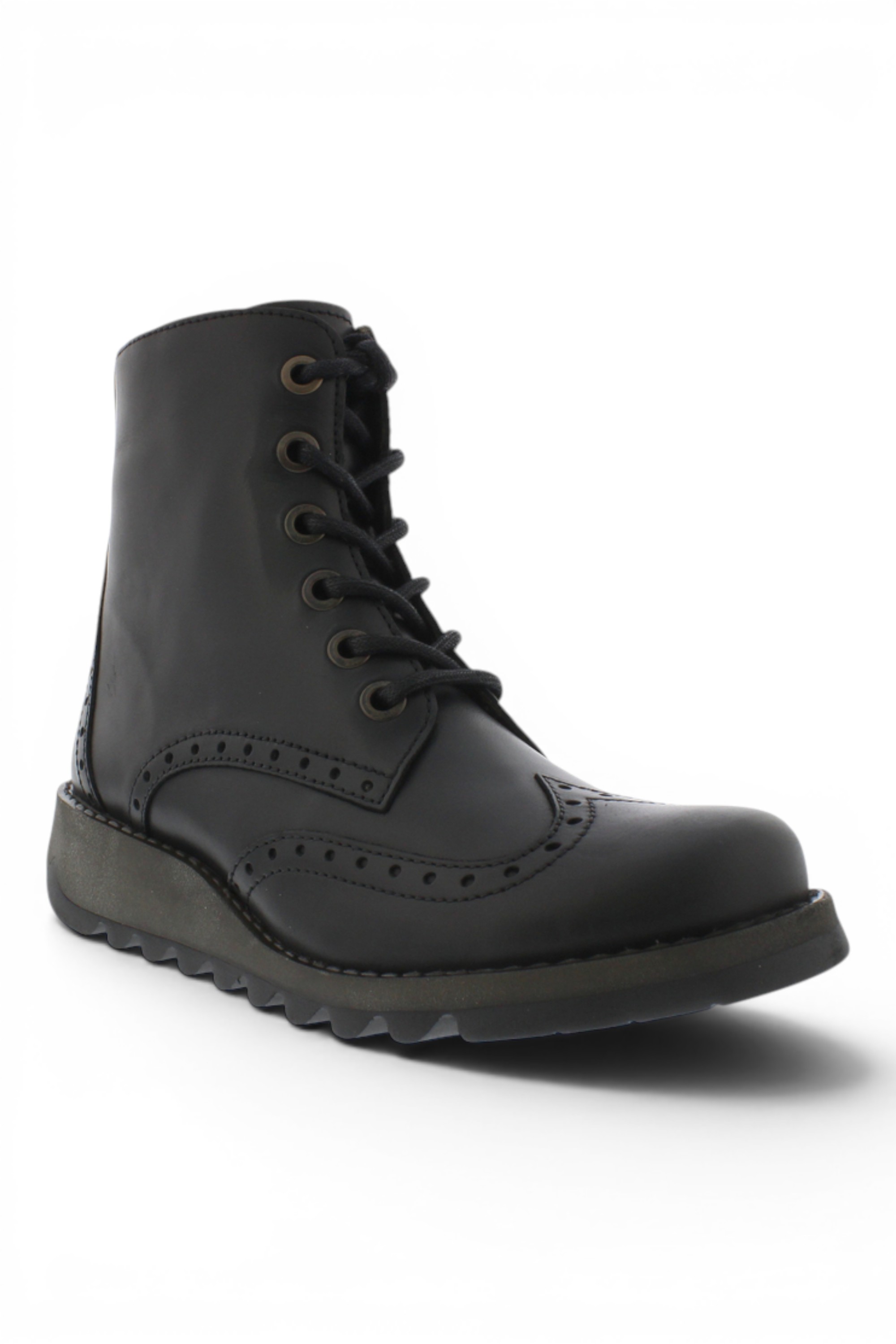 Black Womens Leather Ankle Boots-SARL069, Image 2 of 5
